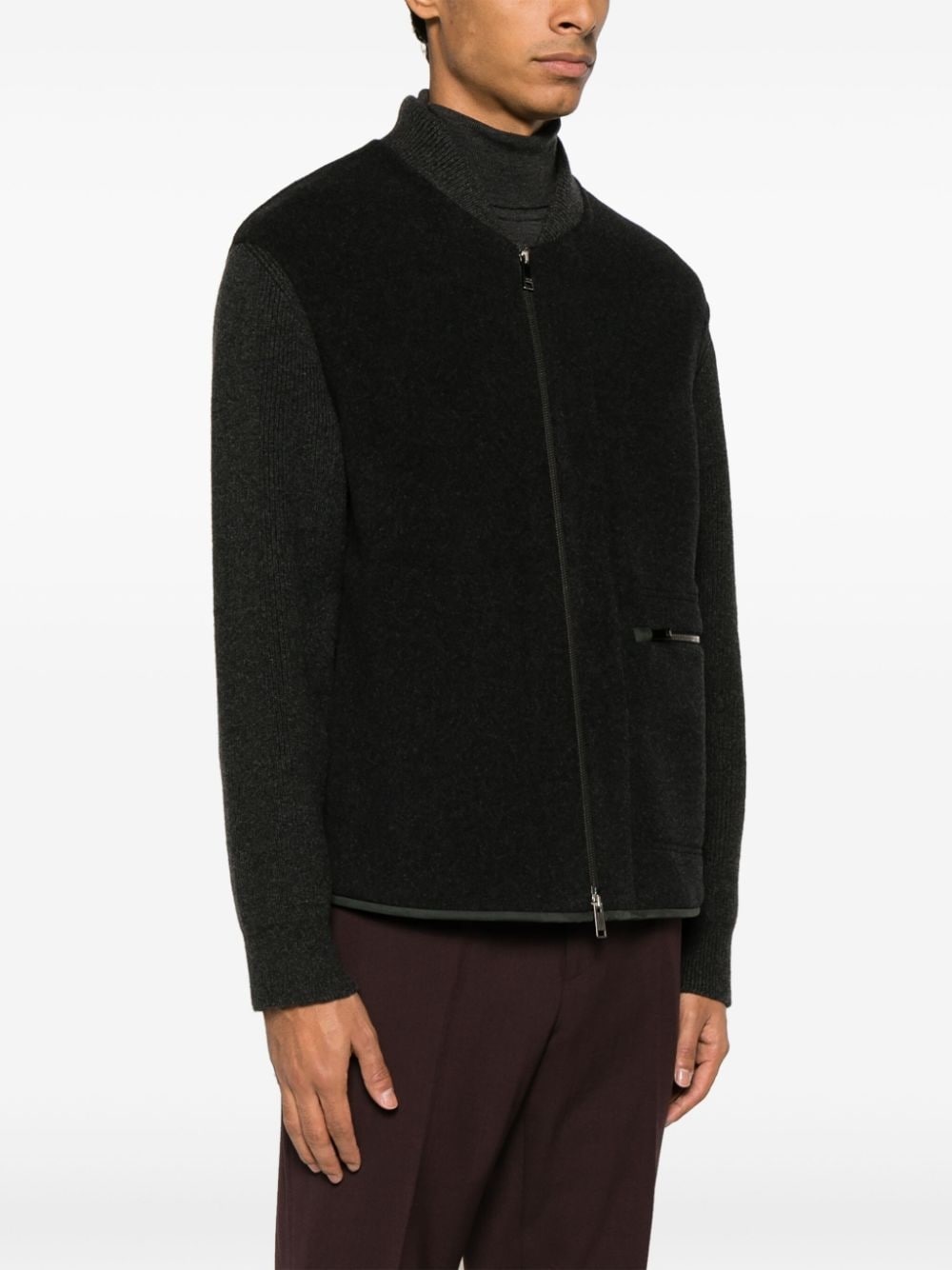 zip-up wool bomber jacket - 3