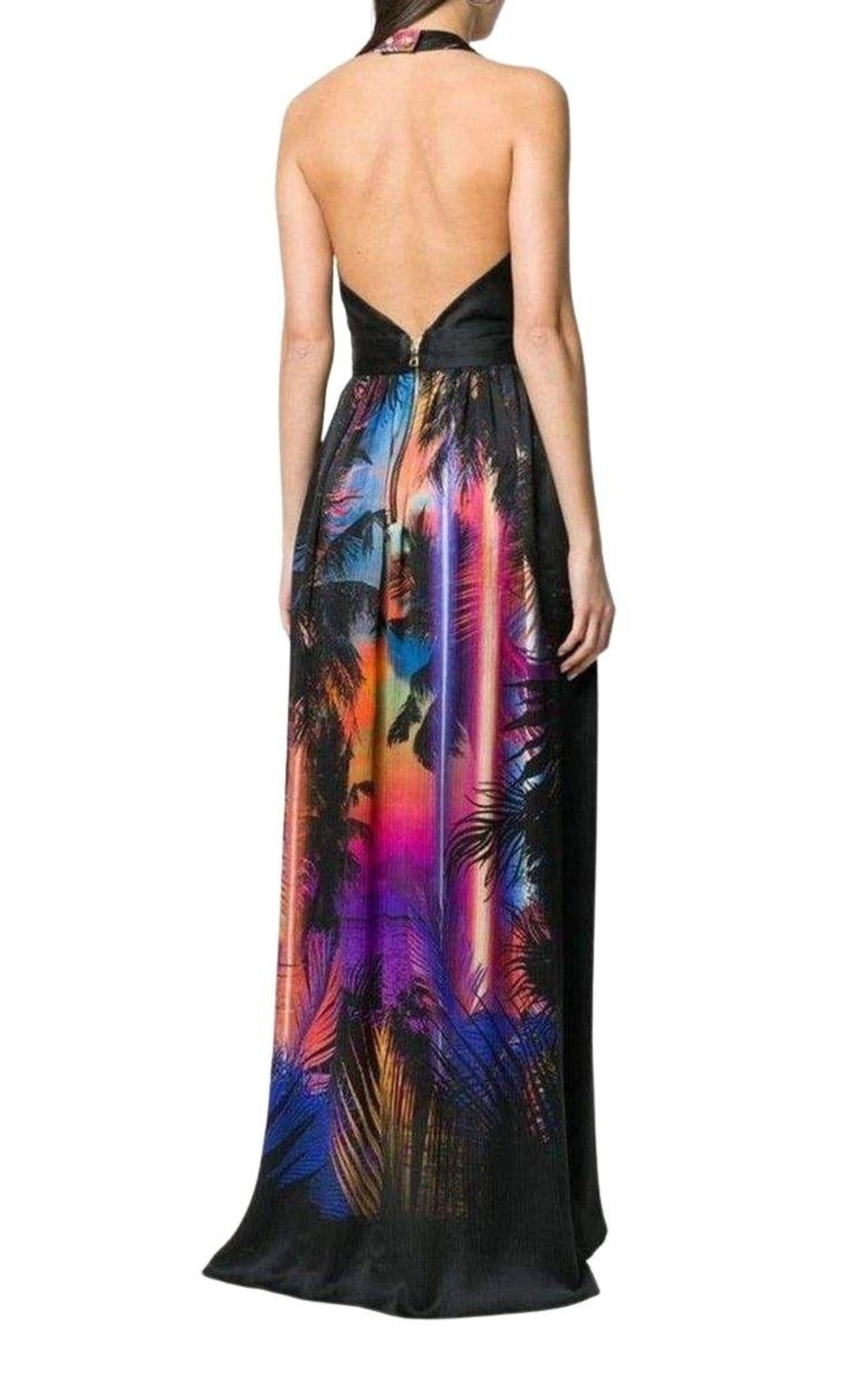 Halter Neck Printed Silk Dress - 4