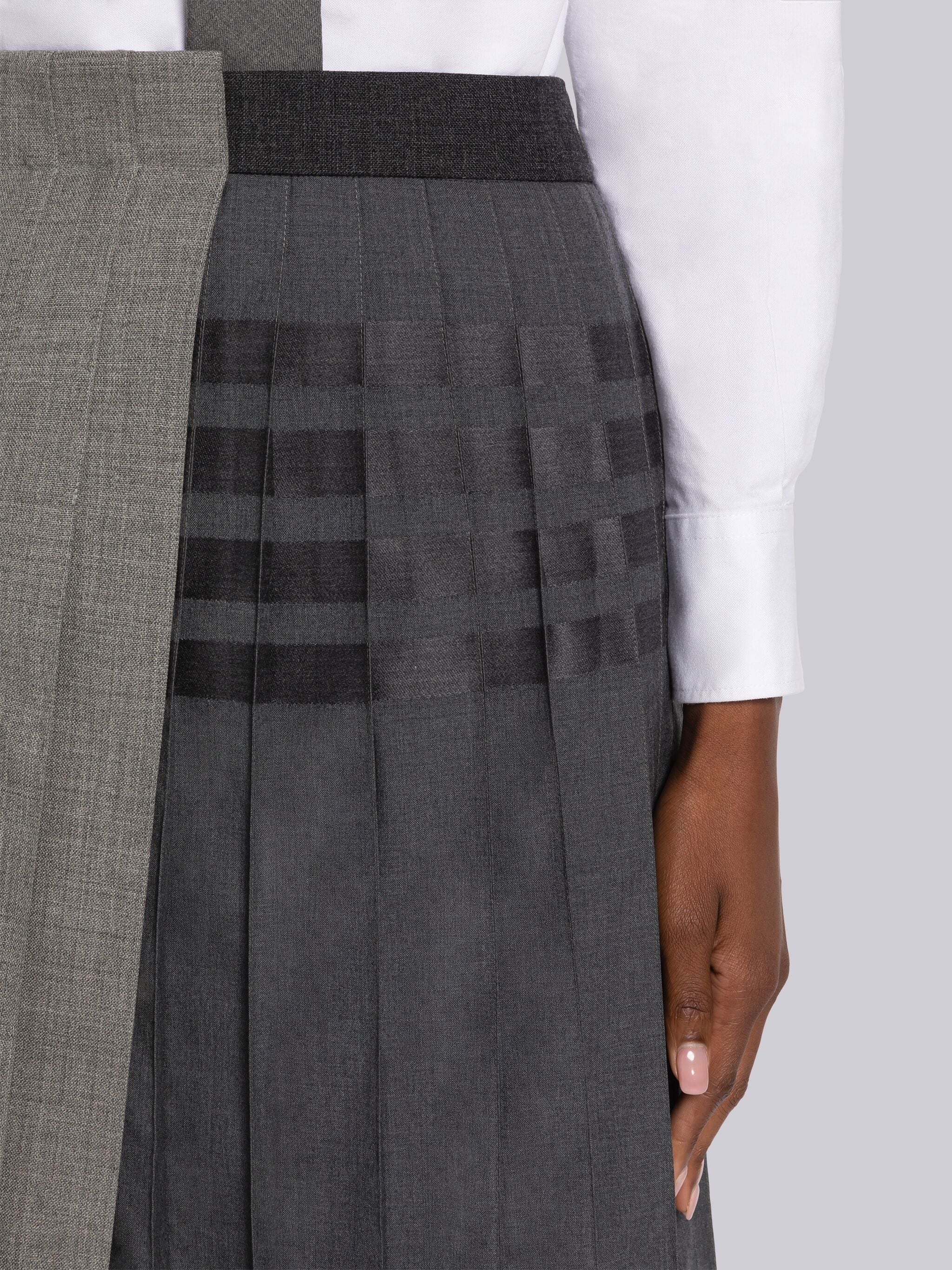 Plain Weave Fresco 4-Bar Multi Pleat Skirt - 5