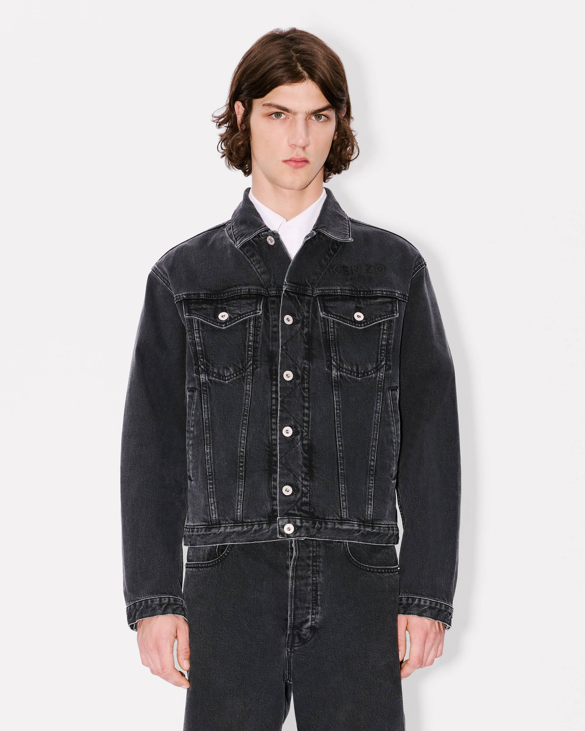 'Boke Flower' embroidered trucker jacket in japanese denim - 4