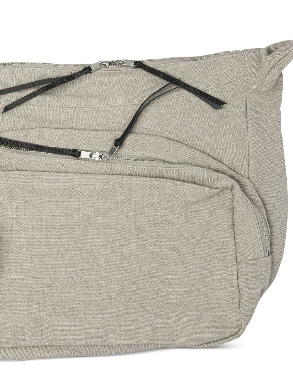 zip-fastening linen shoulder bag - 3