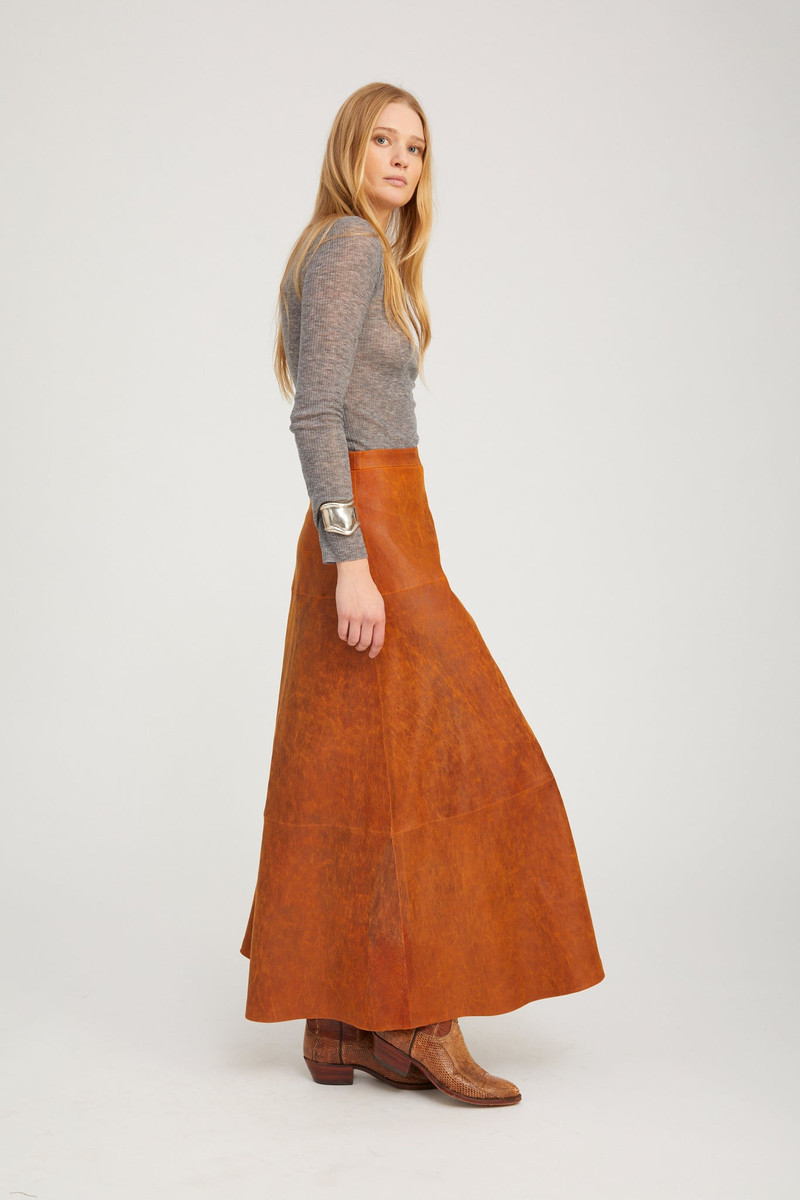SPRWMN CEDAR LEATHER JULIA SKIRT outlook