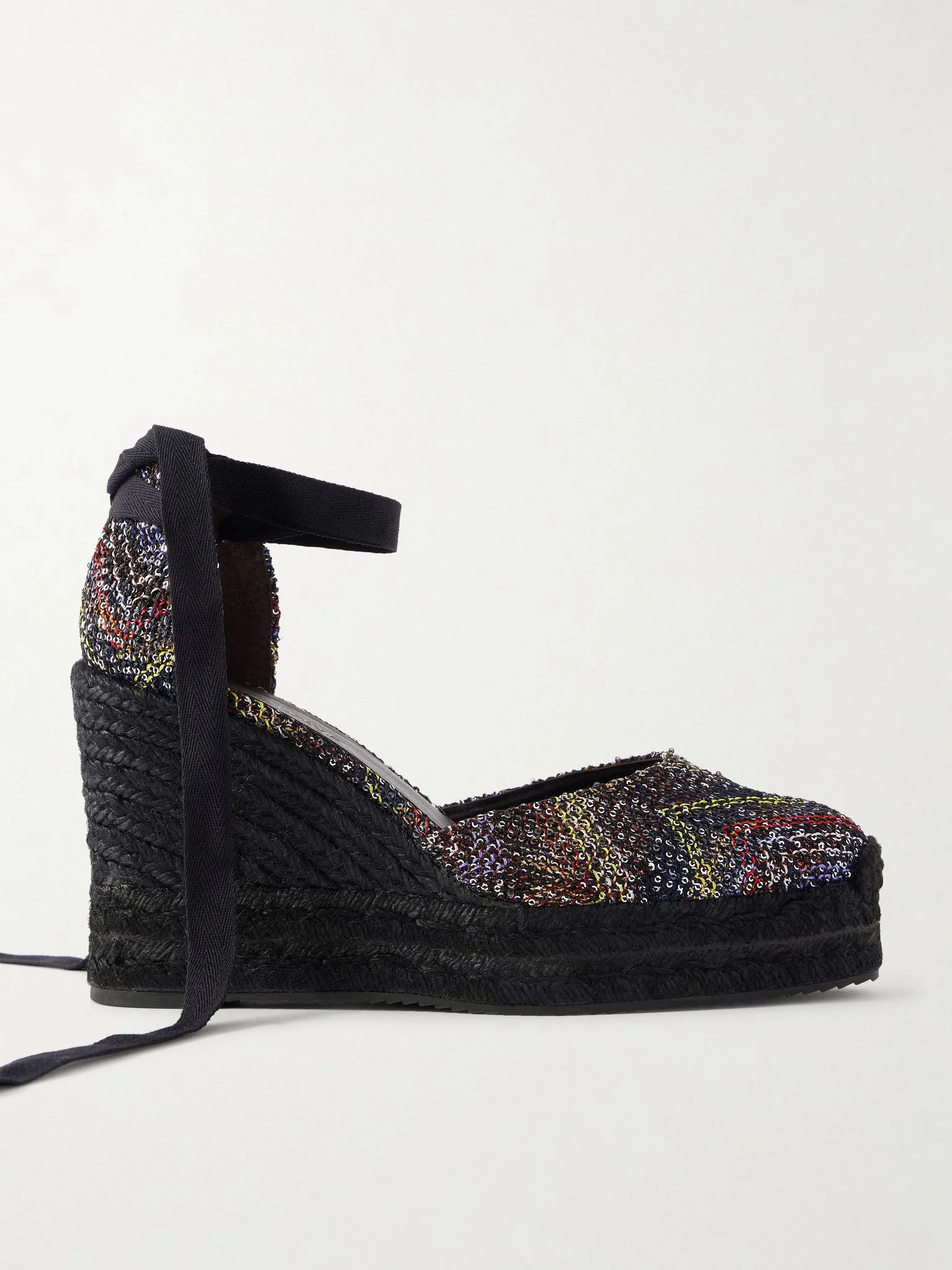 Eva 80 striped woven wedge sandals Brown - 1