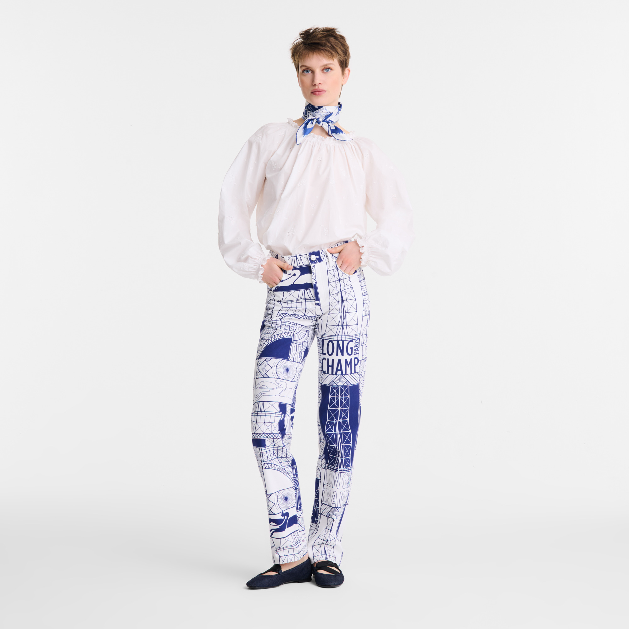 Trousers Navy - Printed cotton - 2