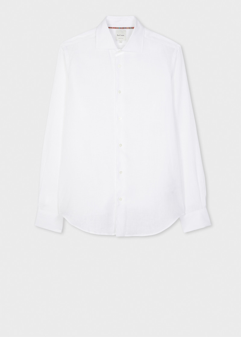 Slim-Fit White Linen Shirt 1