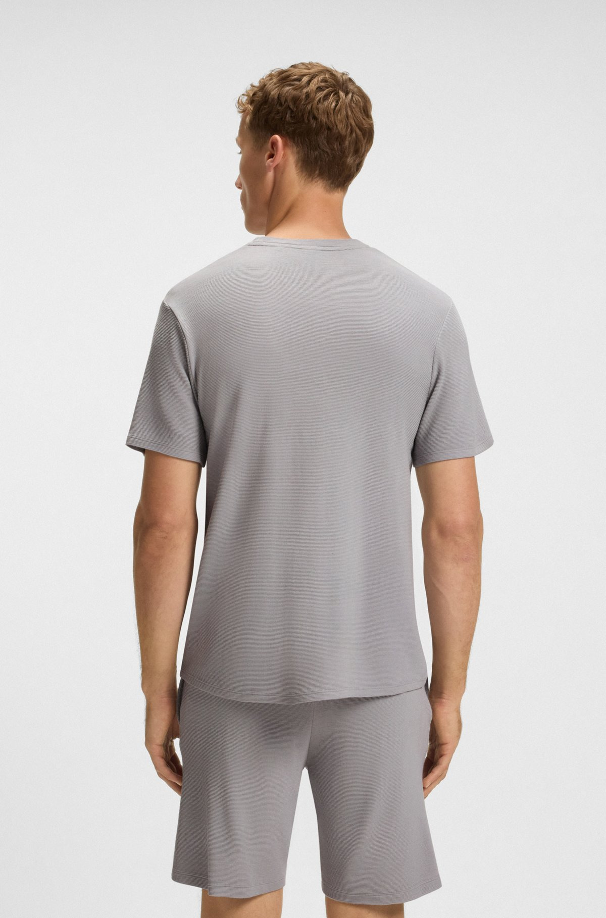 STRETCH-JERSEY PAJAMA T-SHIRT WITH EMBROIDERED LOGO - 4