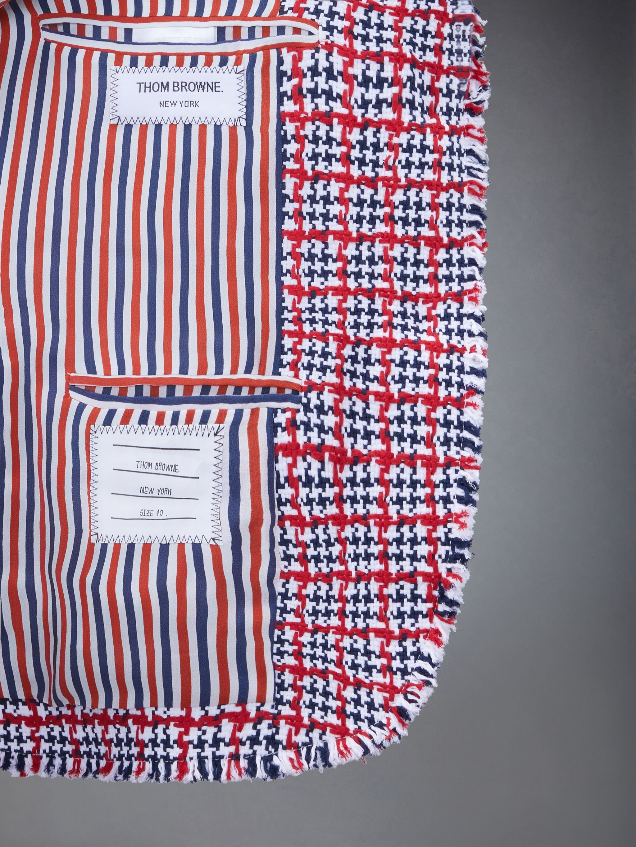 Check Summer Tweed Fray Armband Slim Fit Sport Coat - 5