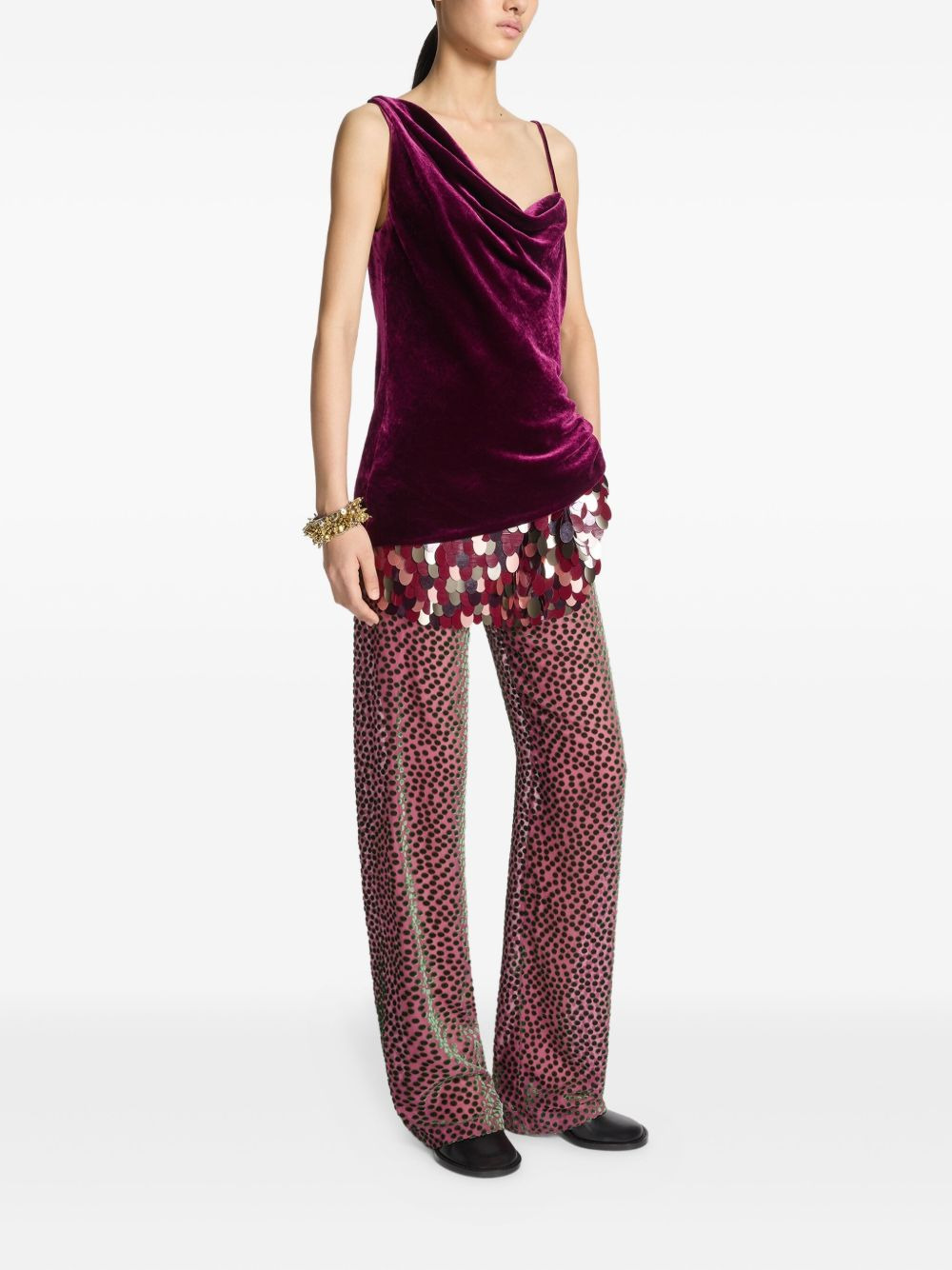 cowl-neck velvet top - 3