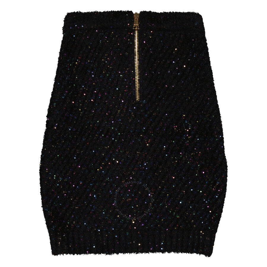 Balmain Sequin-Embellished High-Waist Knitted Mini Skirt - 2
