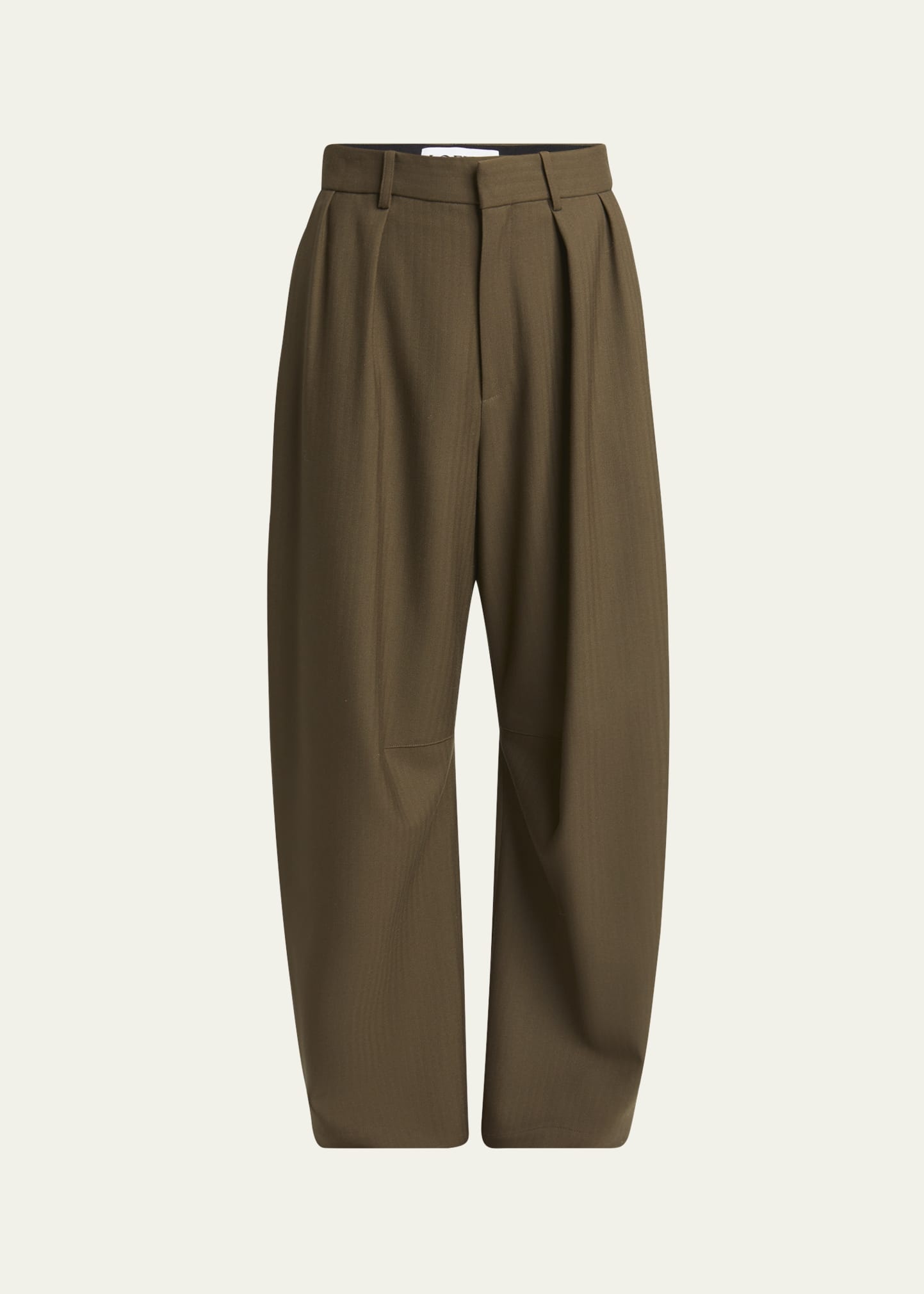 Barrel Leg Pleated Wool Trousers - 1