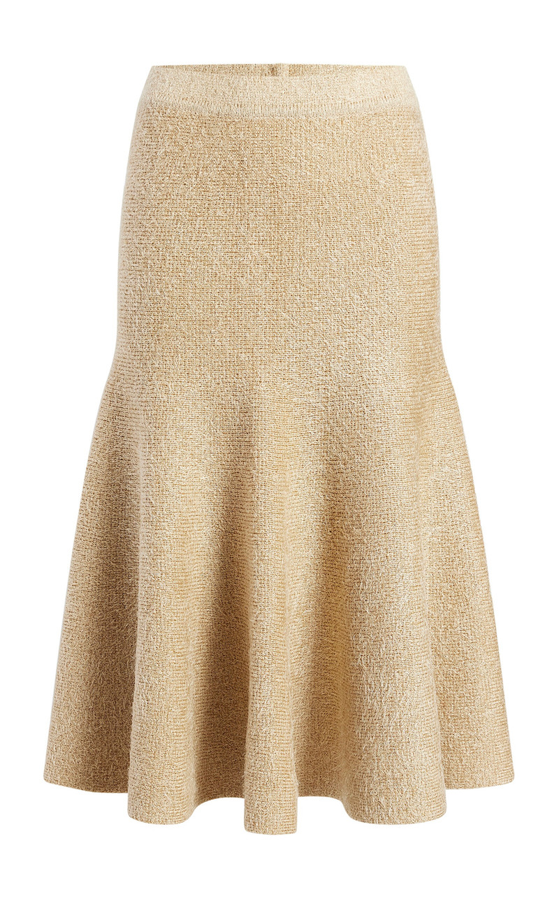 Cadence Knit Silk-Cashmere Midi Skirt tan 1