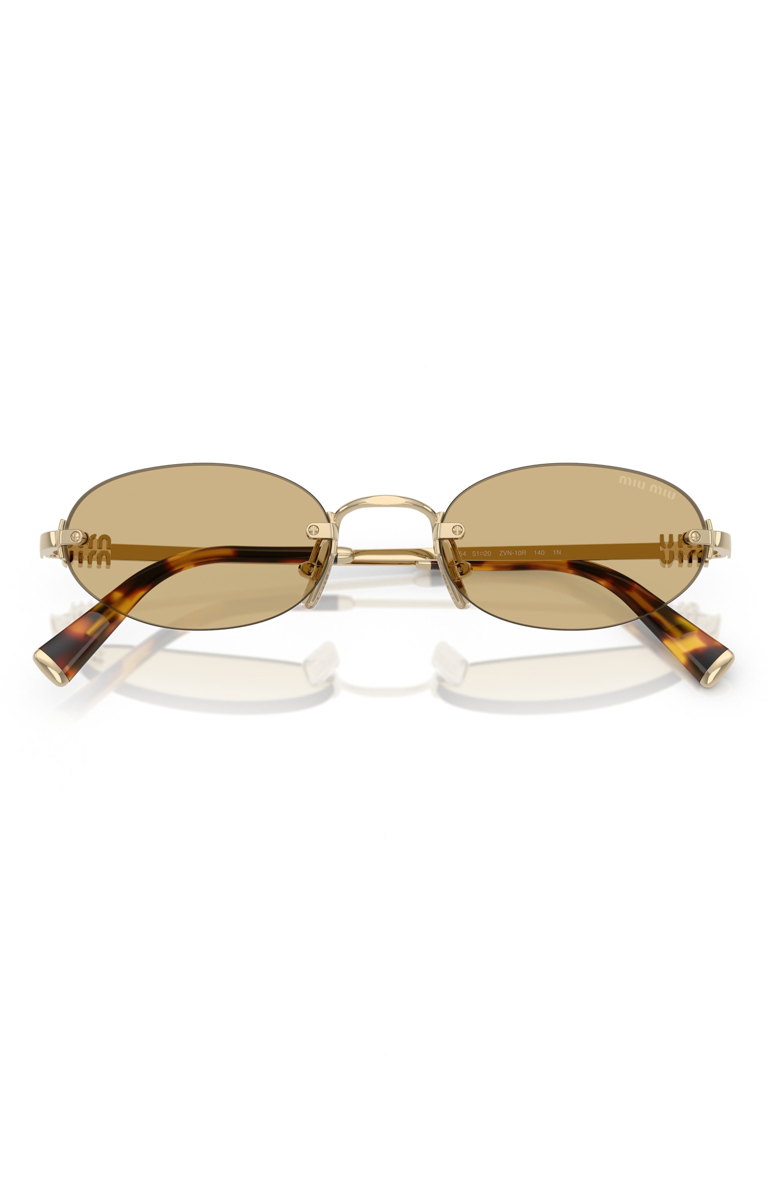 Miu Miu 51mm Oval Rimless Sunglasses in Pale Gold/Yellow at Nordstrom - 5