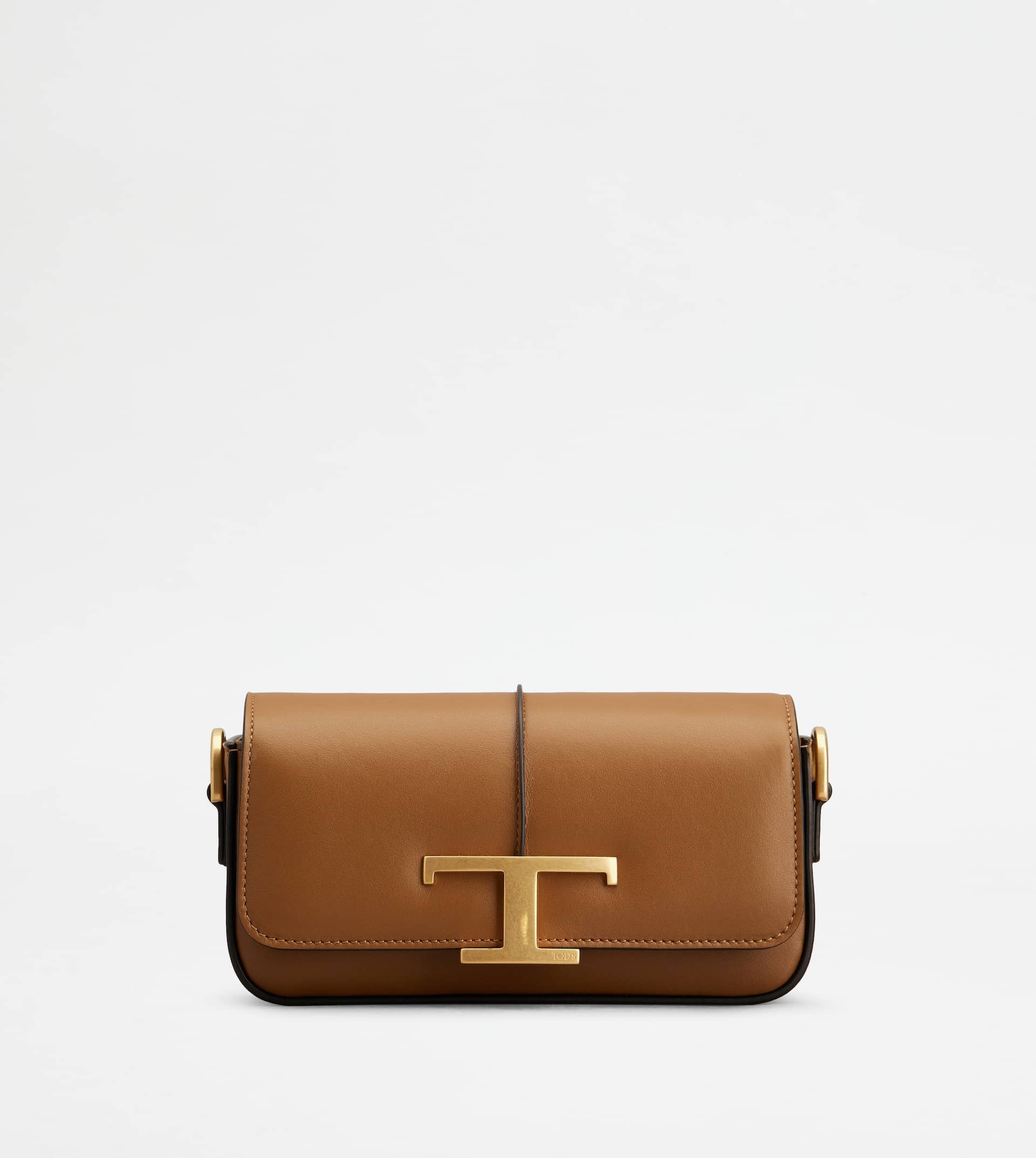 T TIMELESS CROSSBODY BAG IN LEATHER MINI - BROWN - 1