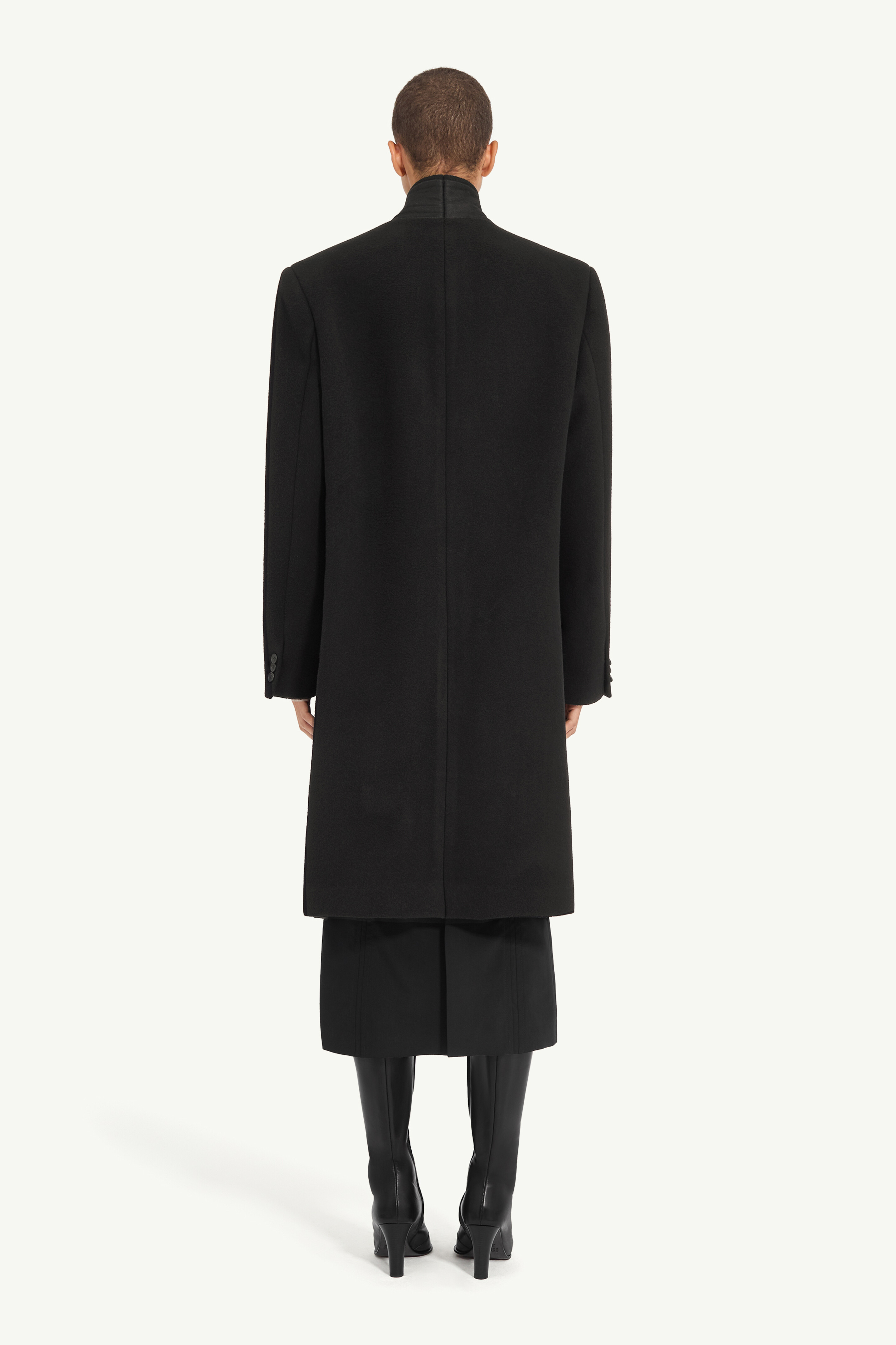 Stand collar wool blend coat - 4