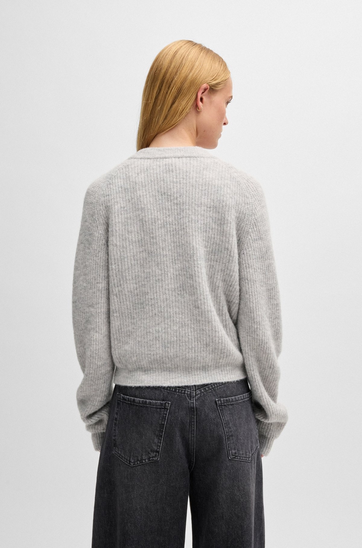 RELAXED-FIT V-NECK CARDIGAN WITH STACKED LOGO - 4