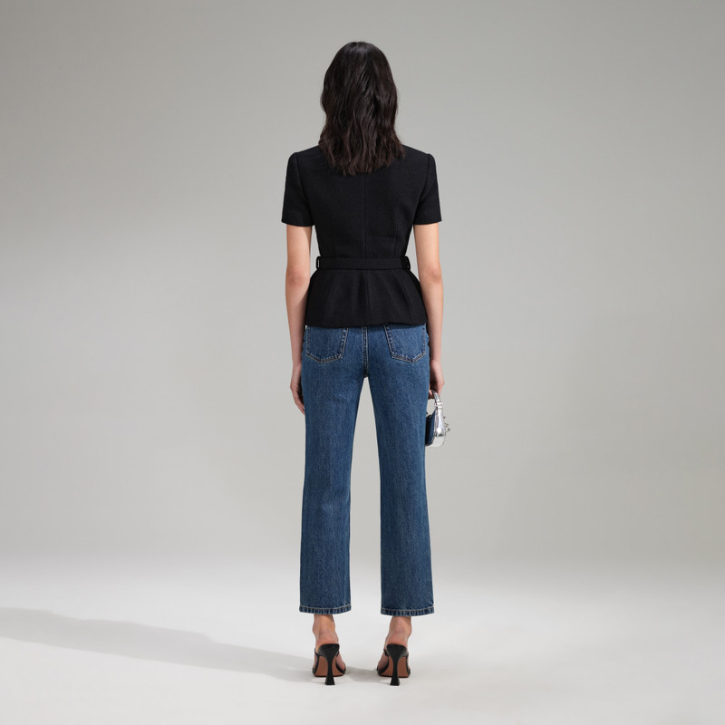 self-portrait Black Tailored Textured Top outlook