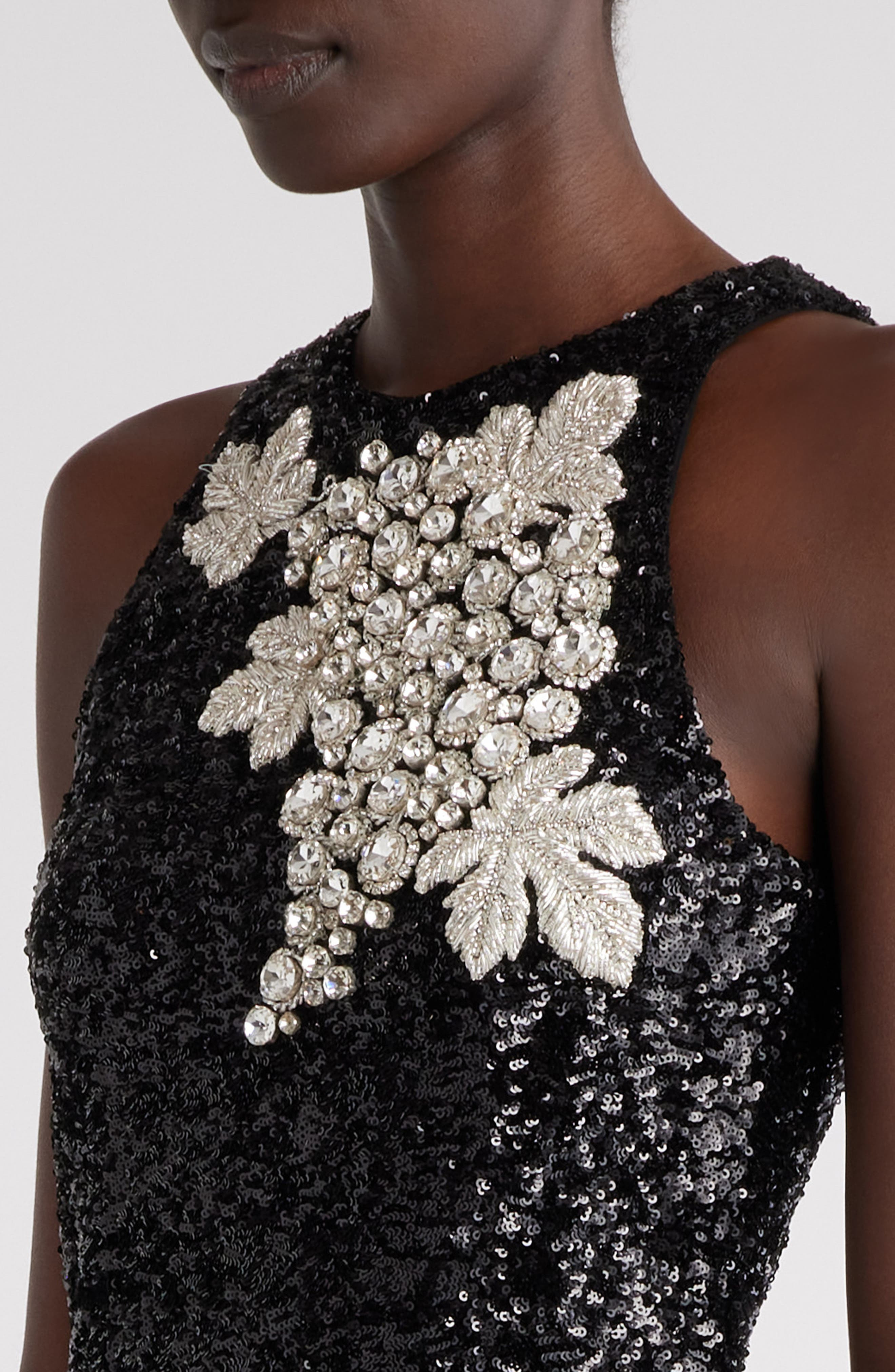 Balmain Crystal Grape Sequin Minidress in Eaw Black/Crystal at Nordstrom - 4