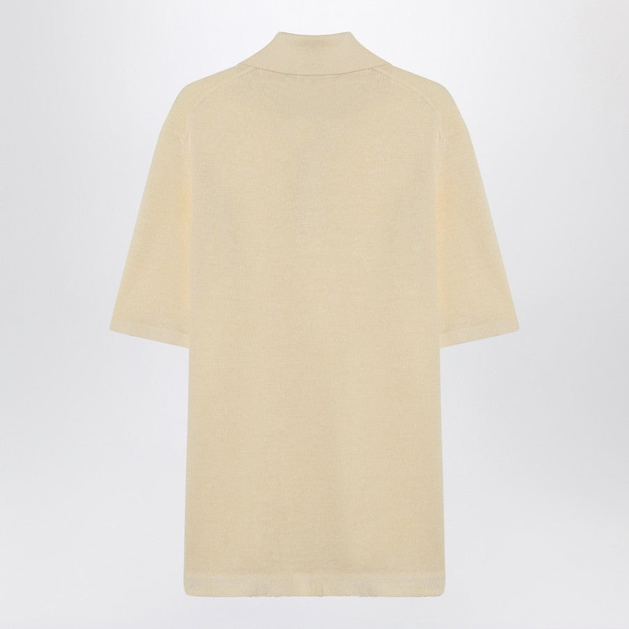 Bottega Veneta Men Yellow Polo Shirt In Light Linen - 2