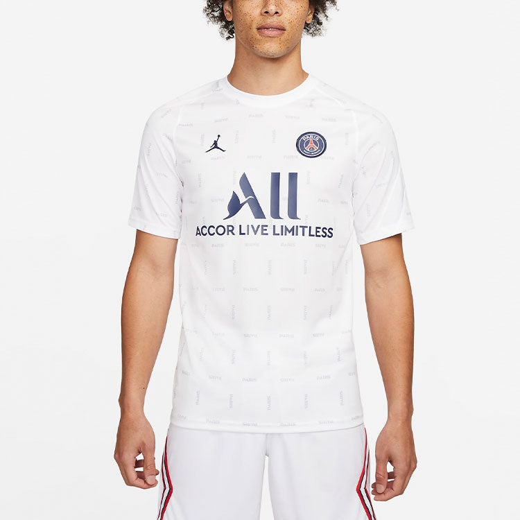 Air Jordan Paris Saint-Germain Pre-Match Dri-fit Soccer/Football Full Print Round Neck Pullover Shor - 4