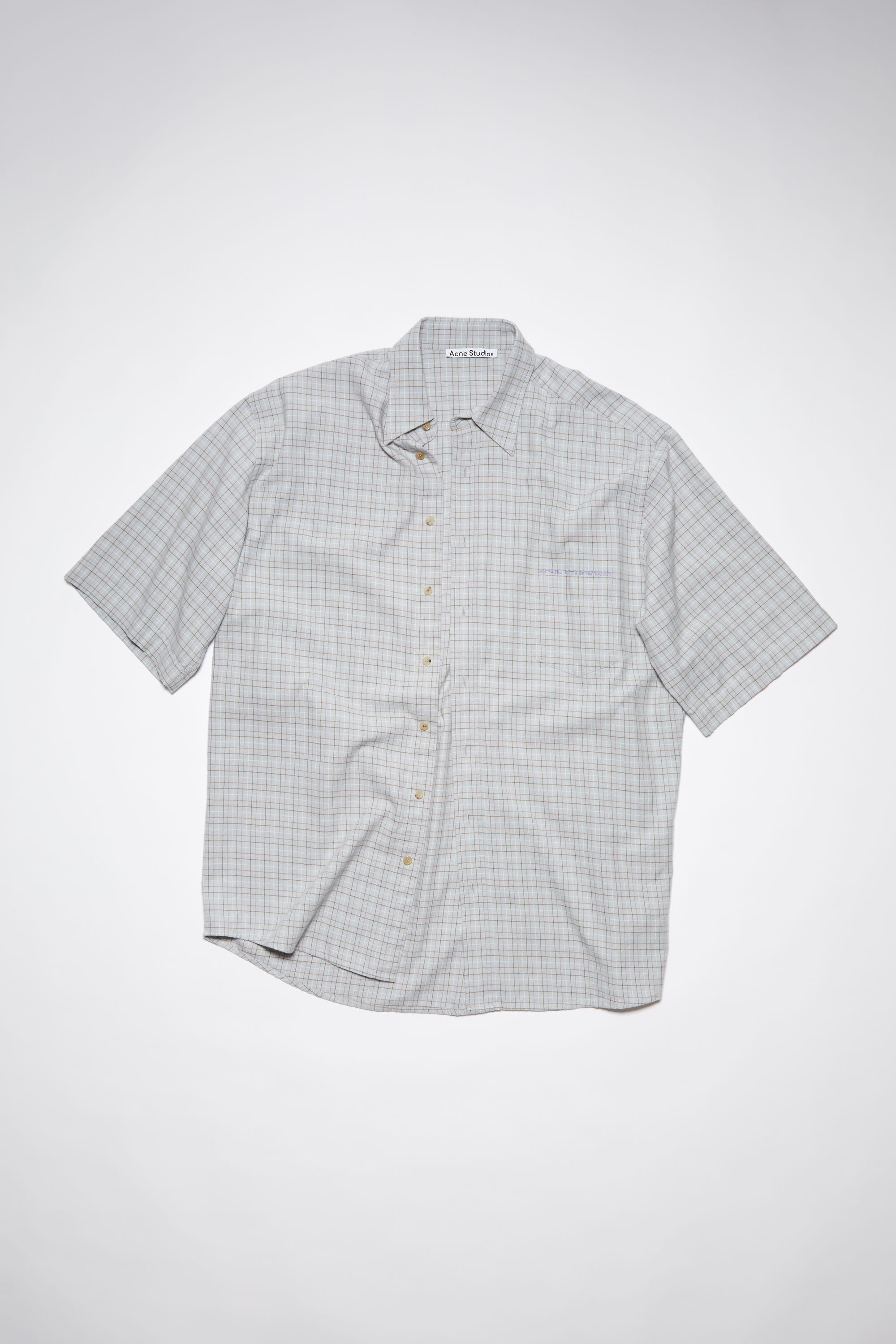 Cotton short sleeve shirt - Dusty blue - 1