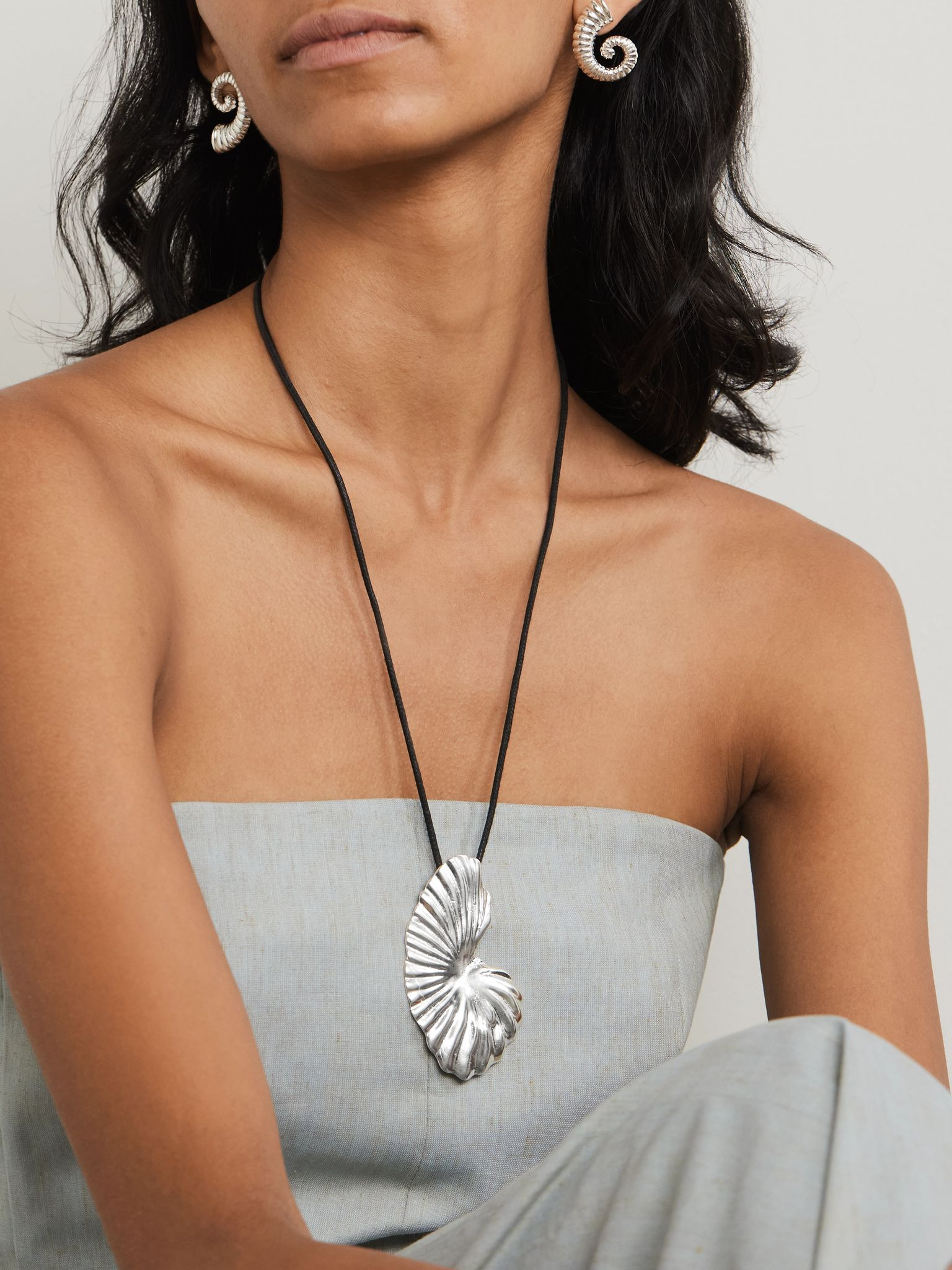 The Birth of Venus sterling silver and cord necklace Silver - 2