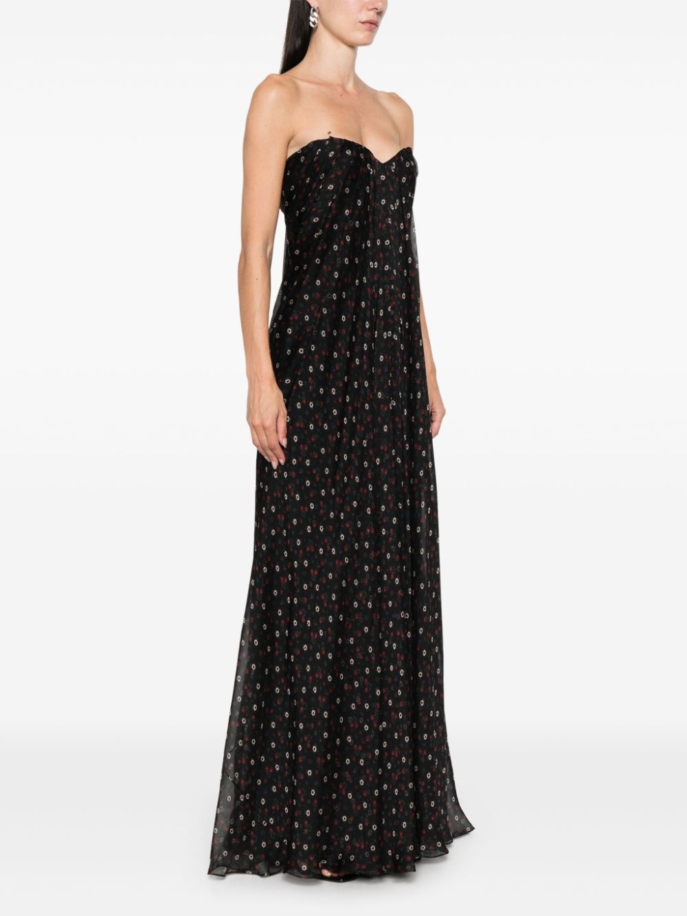 strapless silk dress - 3