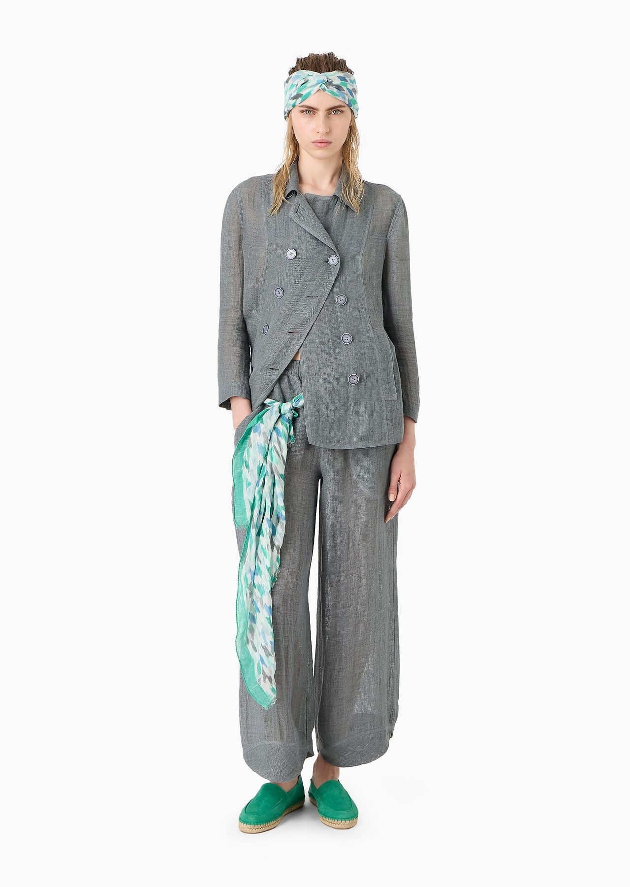Wide linen-blend trousers - 4