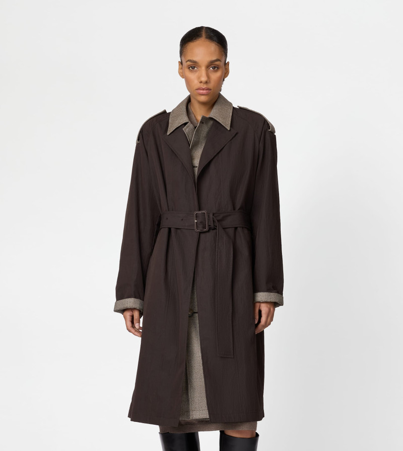 2-IN-1 TRENCH COAT IN TECHNICAL COTTON AND WOOL - BROWN 4