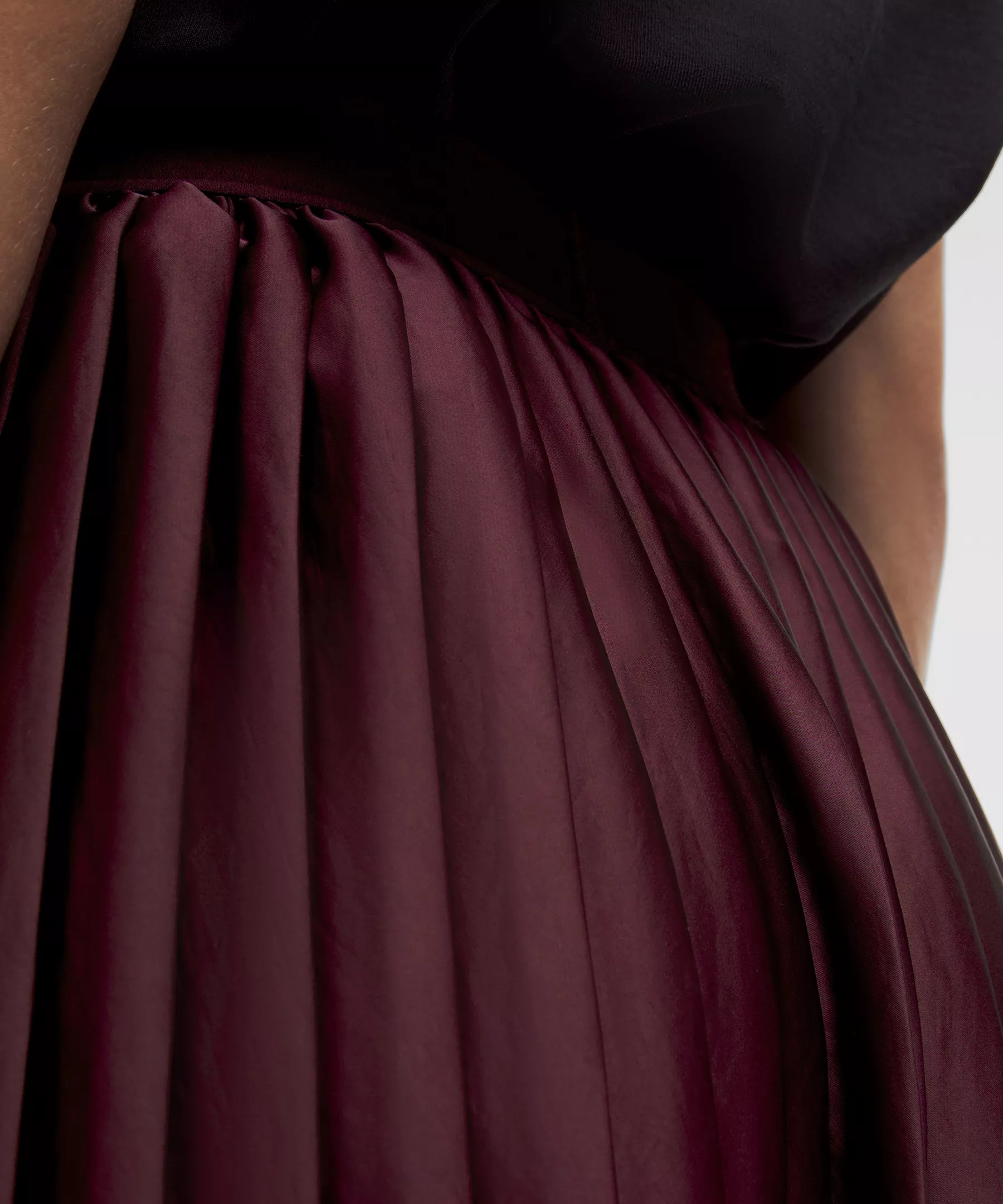 Satin Pleated Midi Skirt - 5