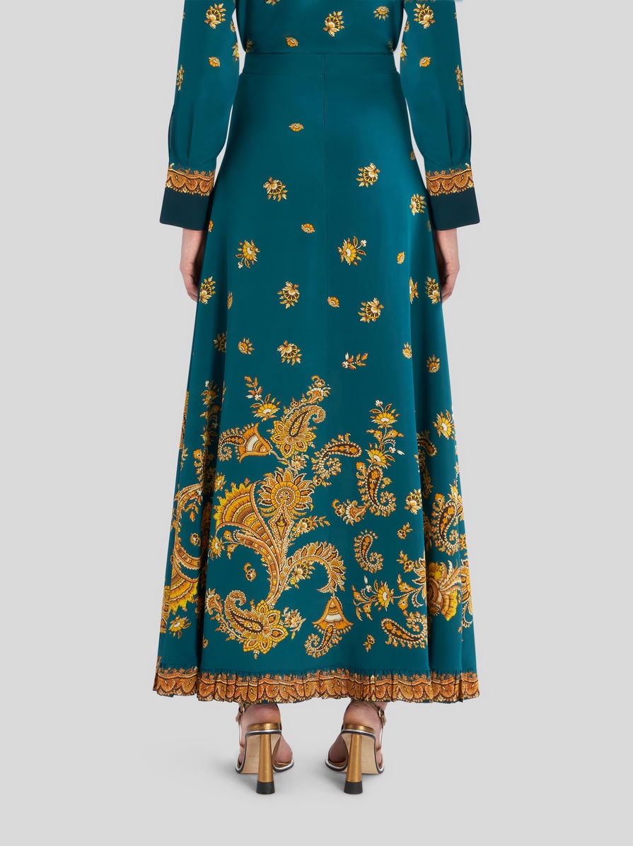 LEAFY PAISLEY SILK CRÊPE DE CHINE SKIRT - 4