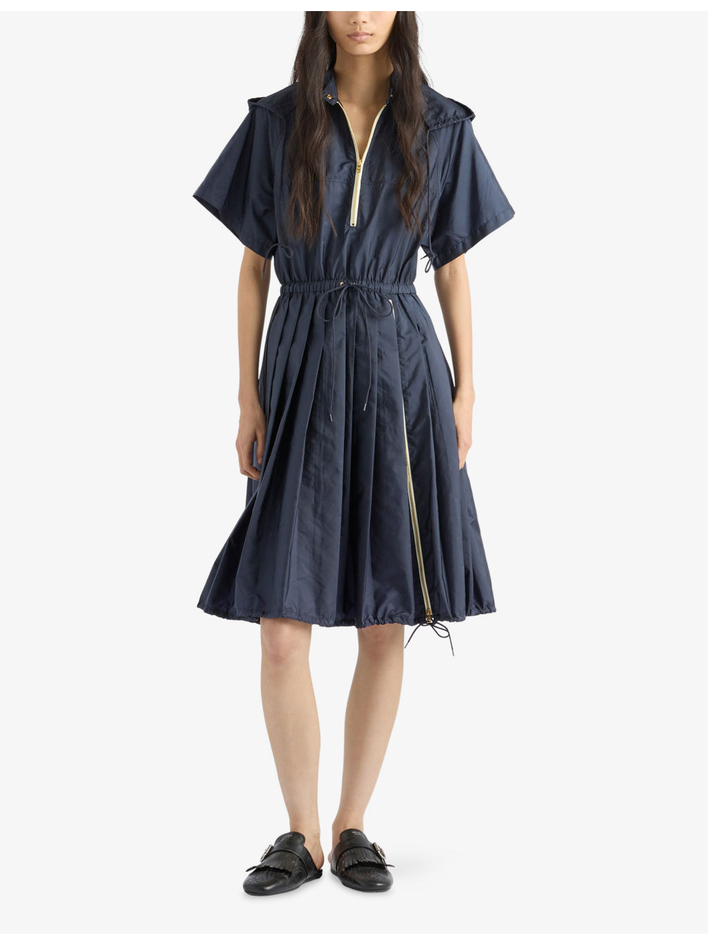 Re Nylon Drawstring-Waist Woven Midi Dress - 2