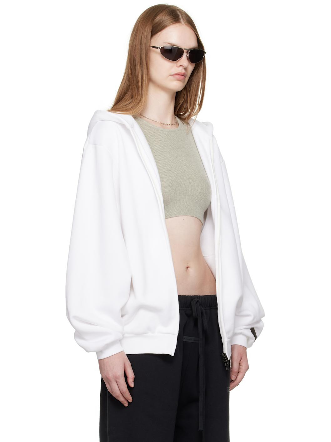 White 90s Fleece Zip-Up Hoodie - 2