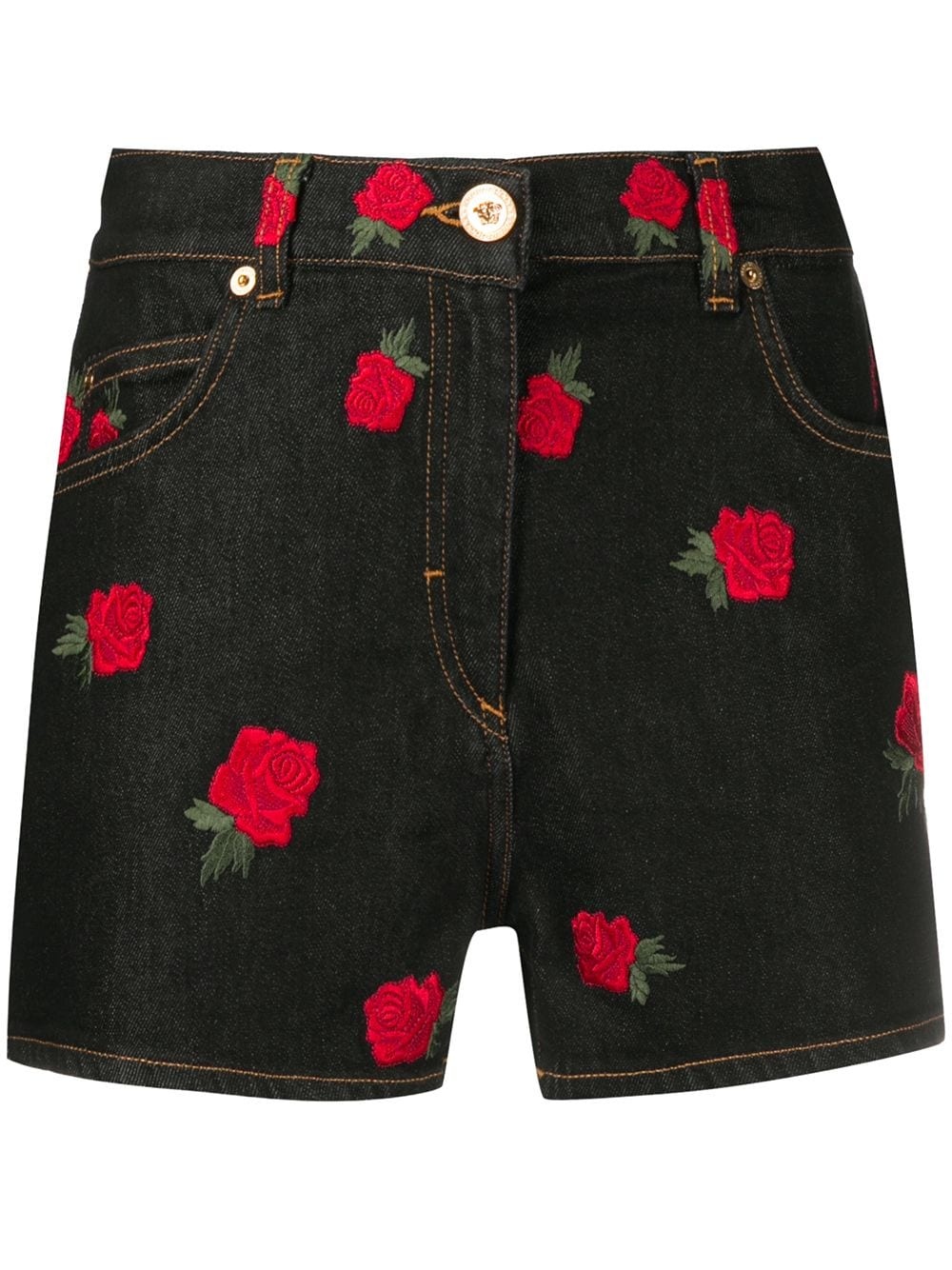 rose-embroidered shorts - 1