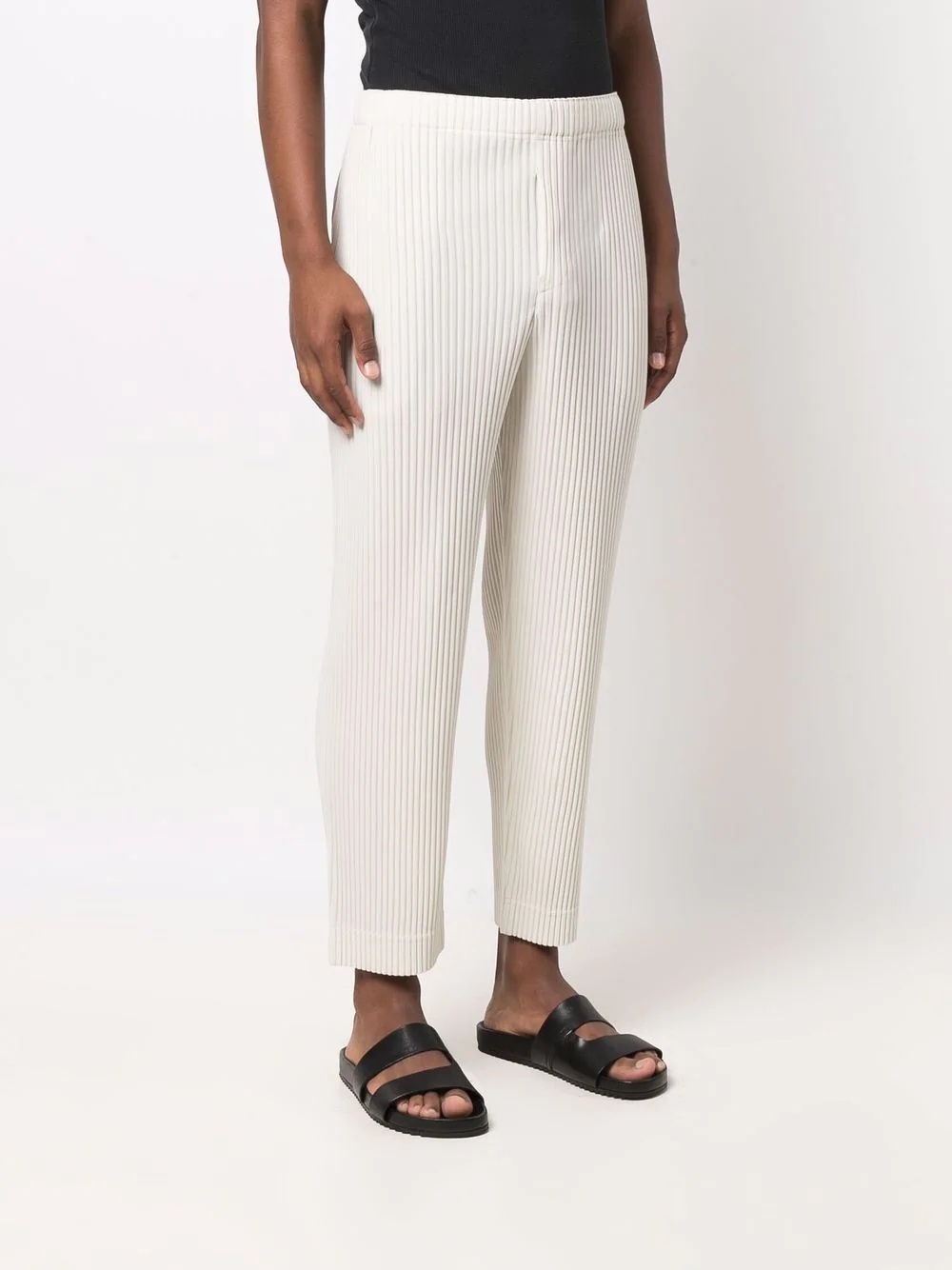 plissé-effect slip-on trousers - 3