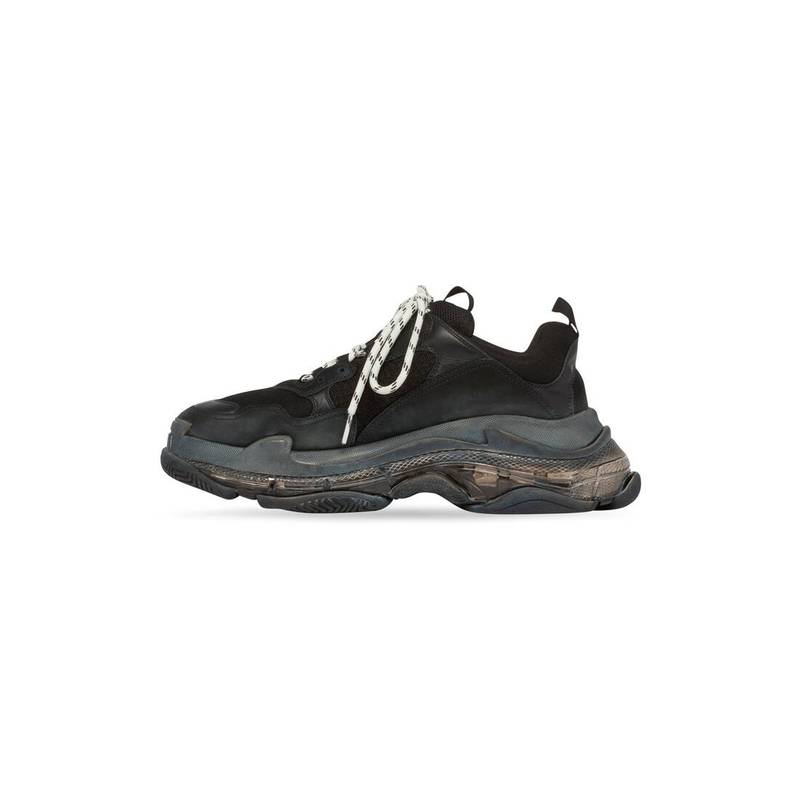 BALENCIAGA Women's Triple S Sneaker Clear Sole in Black outlook