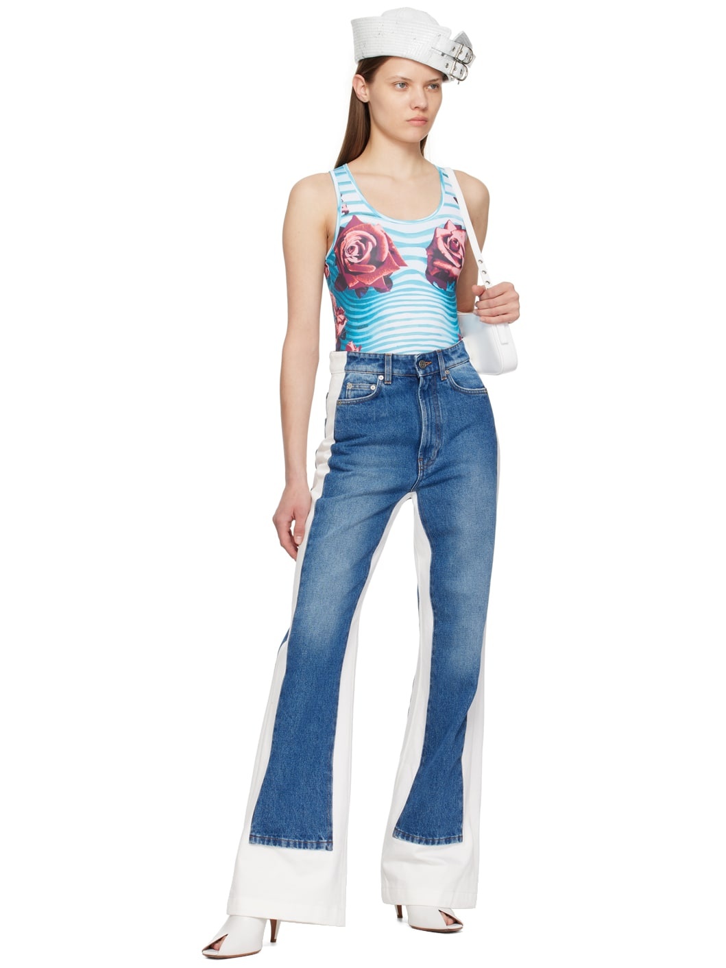 Blue & Red Flower Body Morphing Bodysuit - 5