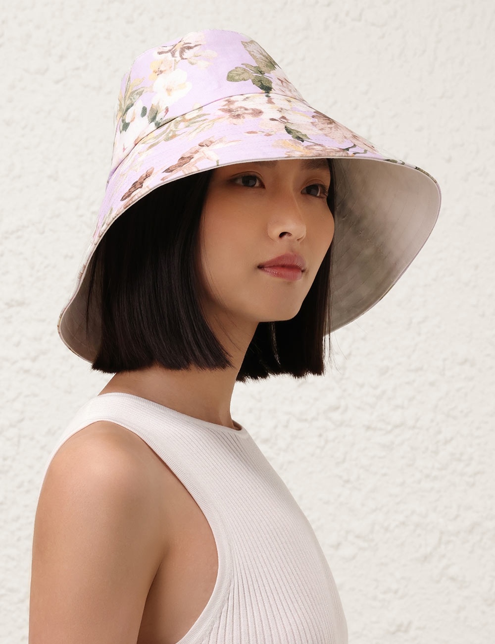 PRINTED LONG BRIM BUCKET HAT - 6