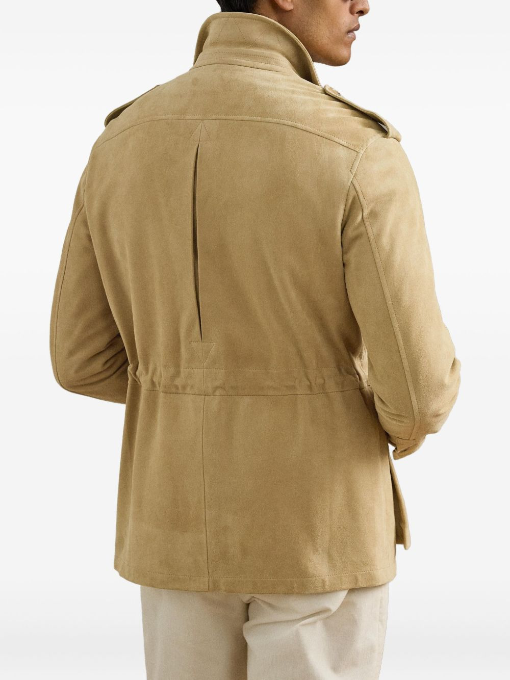 military-style suede jacket - 4