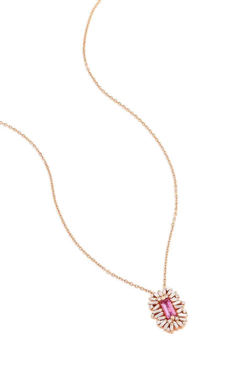 Pink Sapphire Diamond Spark Pendant Necklace - 1