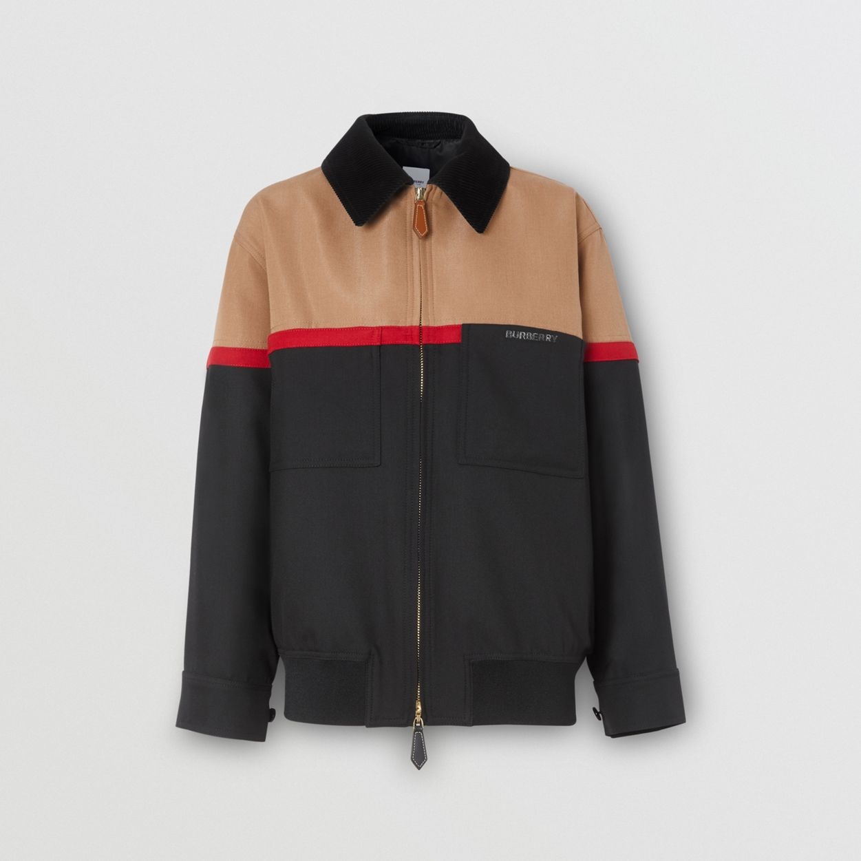 Colour Block Wool Harrington Jacket - 1