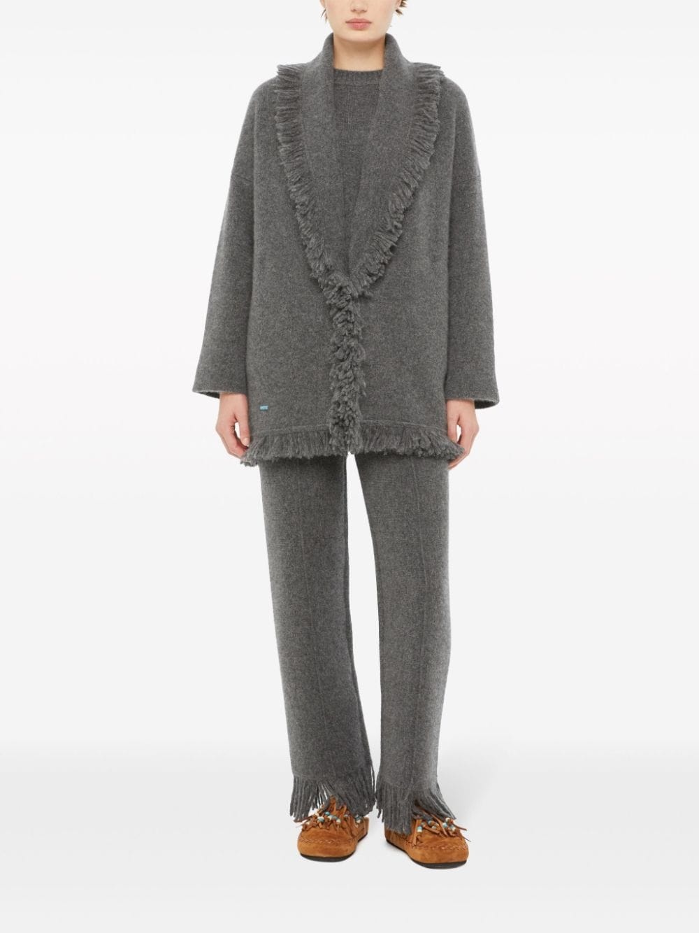 fringed-edge cashmere-blend cardigan - 3