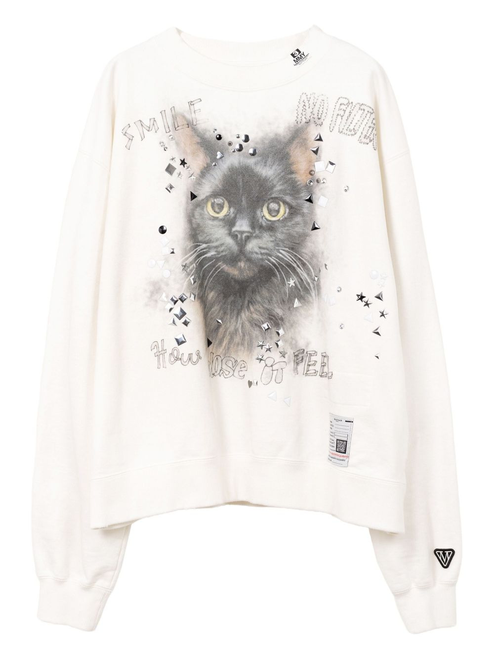 cat-print embellished sweatshirt - 1