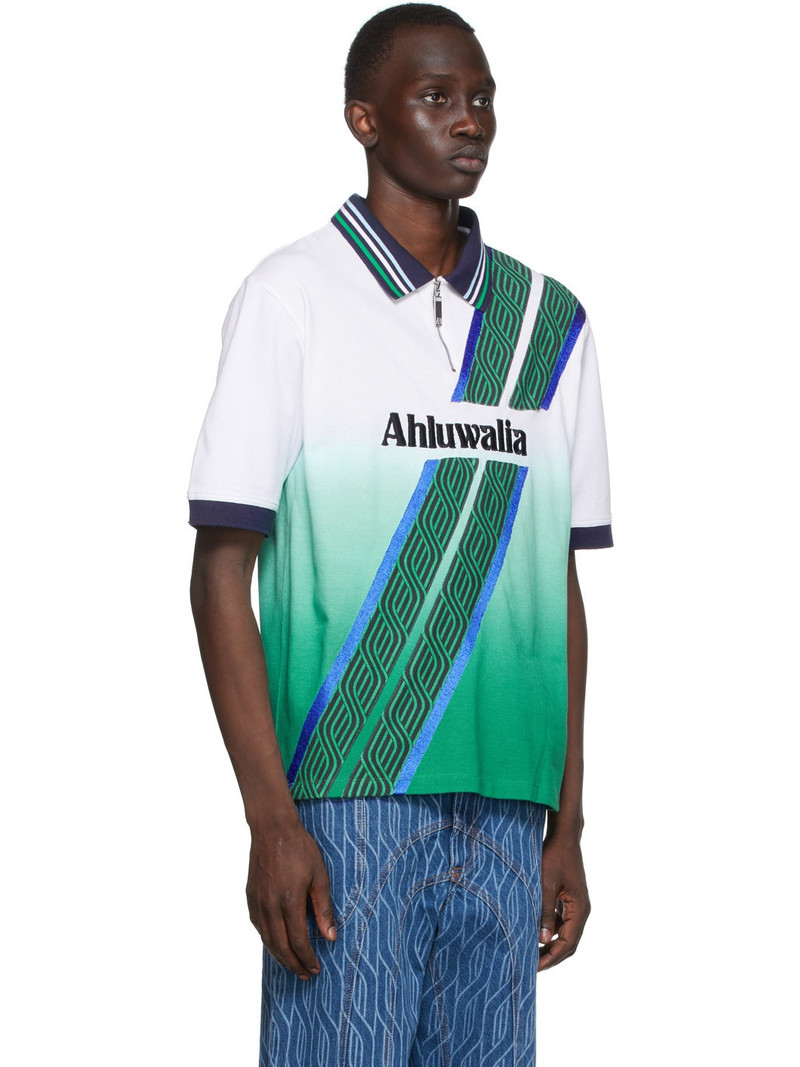 Ahluwalia White & Green Football Polo outlook