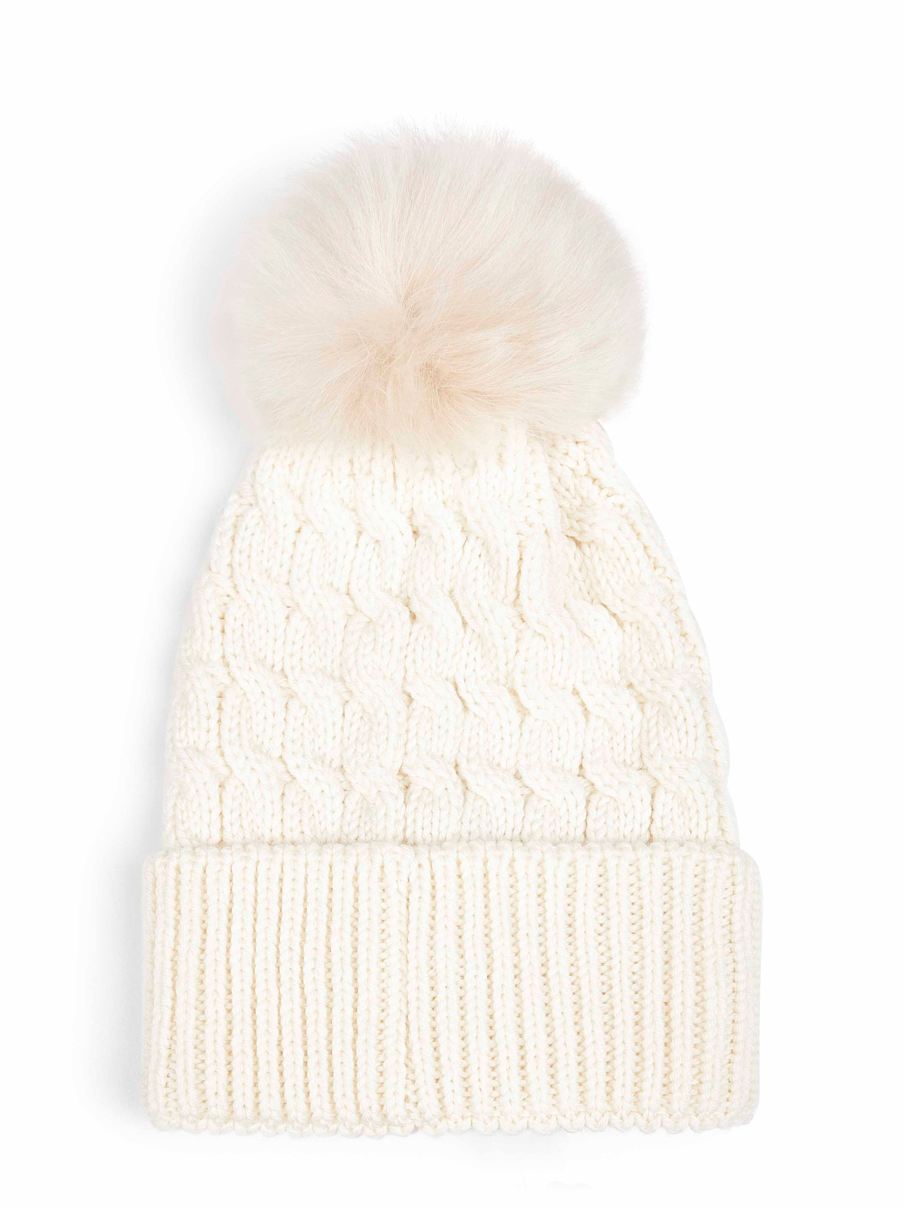 Ivory virgin wool hat with pompom - 2