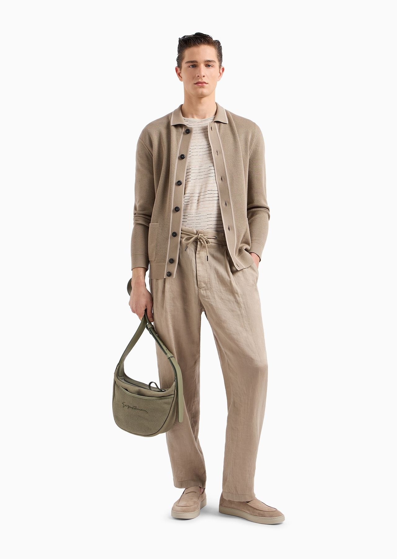 Single-pleat, linen-canvas trousers - 7