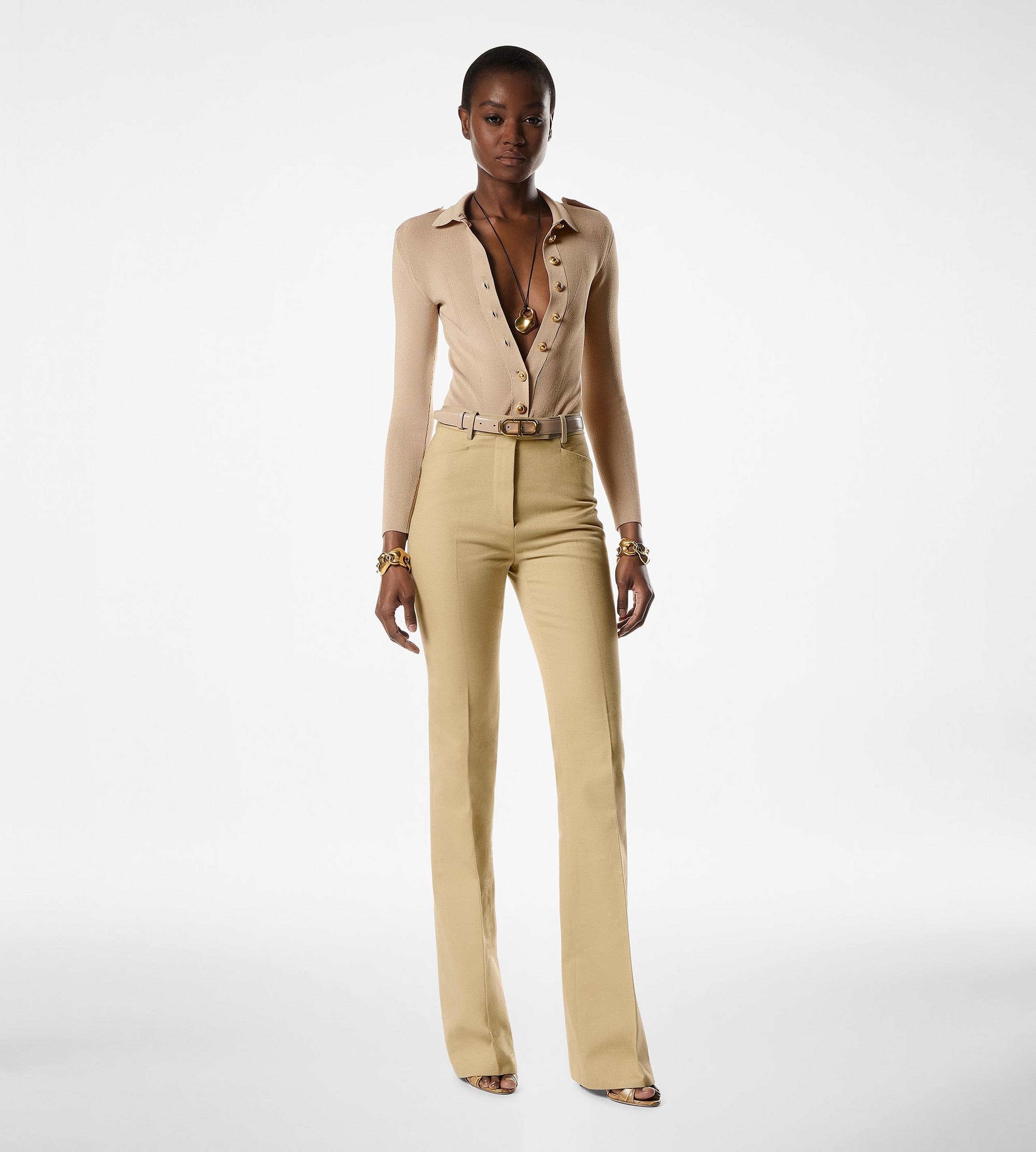 COTTON MOLESKIN TAILORED WIDE LEG PANTS - 3