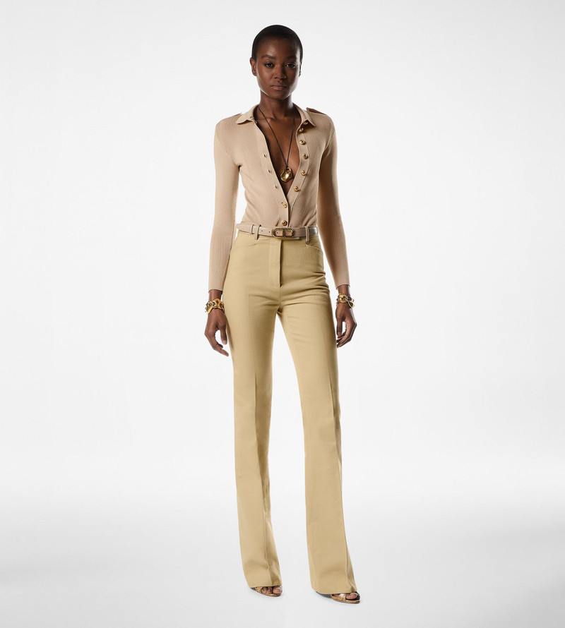 COTTON MOLESKIN TAILORED WIDE LEG PANTS 3