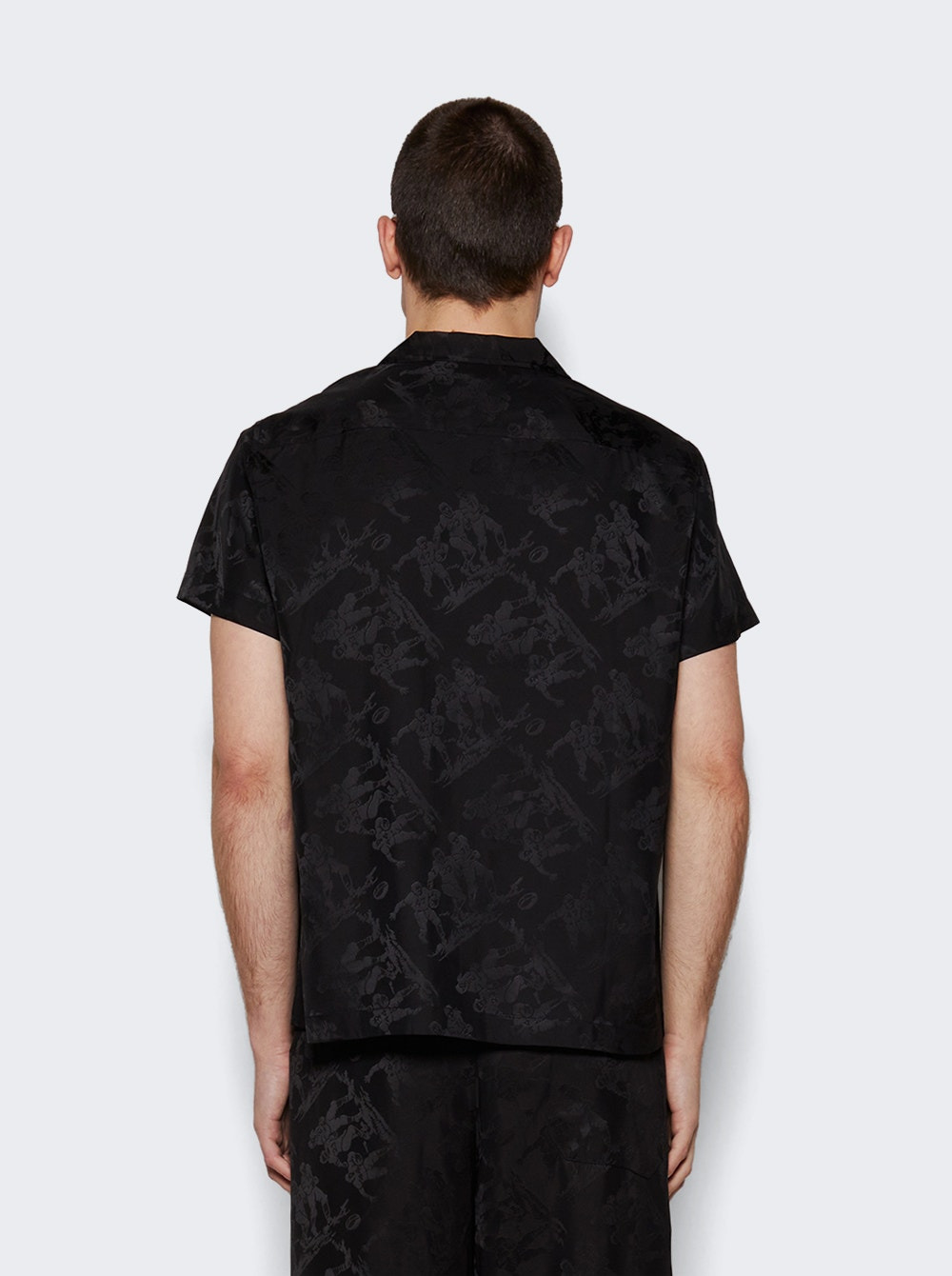 Football Jacquard Bowling Shirt Black - 5