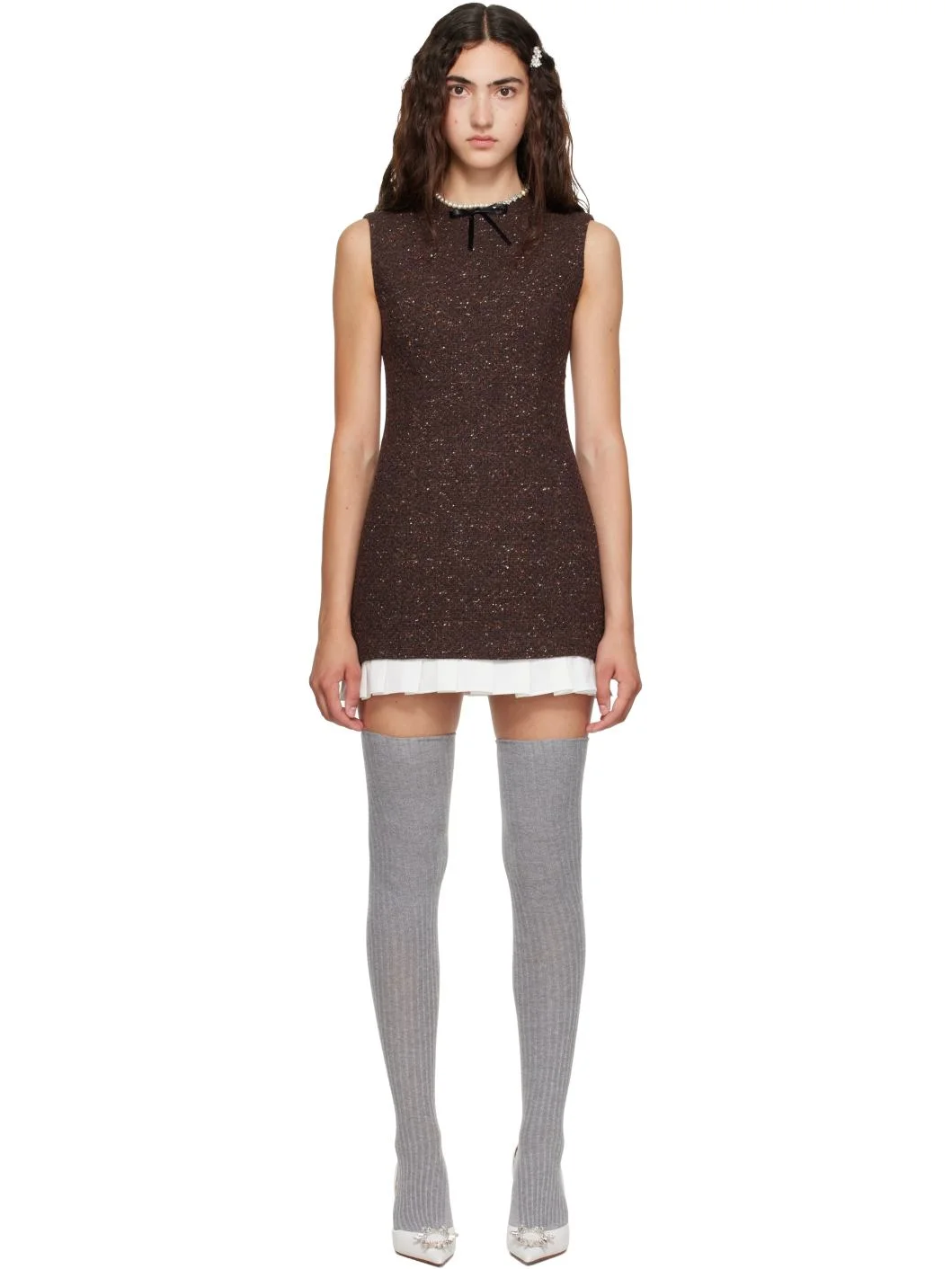 Brown Sleeveless Slim-Fit Minidress - 1