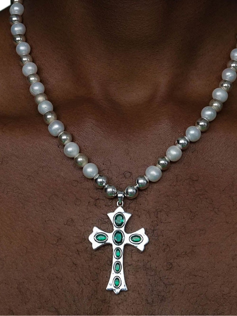 VEERT Cross freshwater pearl-embellishment necklace outlook